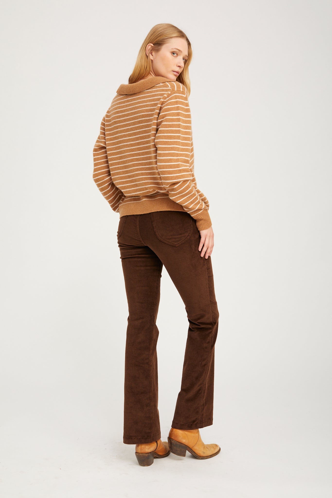 Striped Polo Sweater camel | SPRWMN | MARKET
