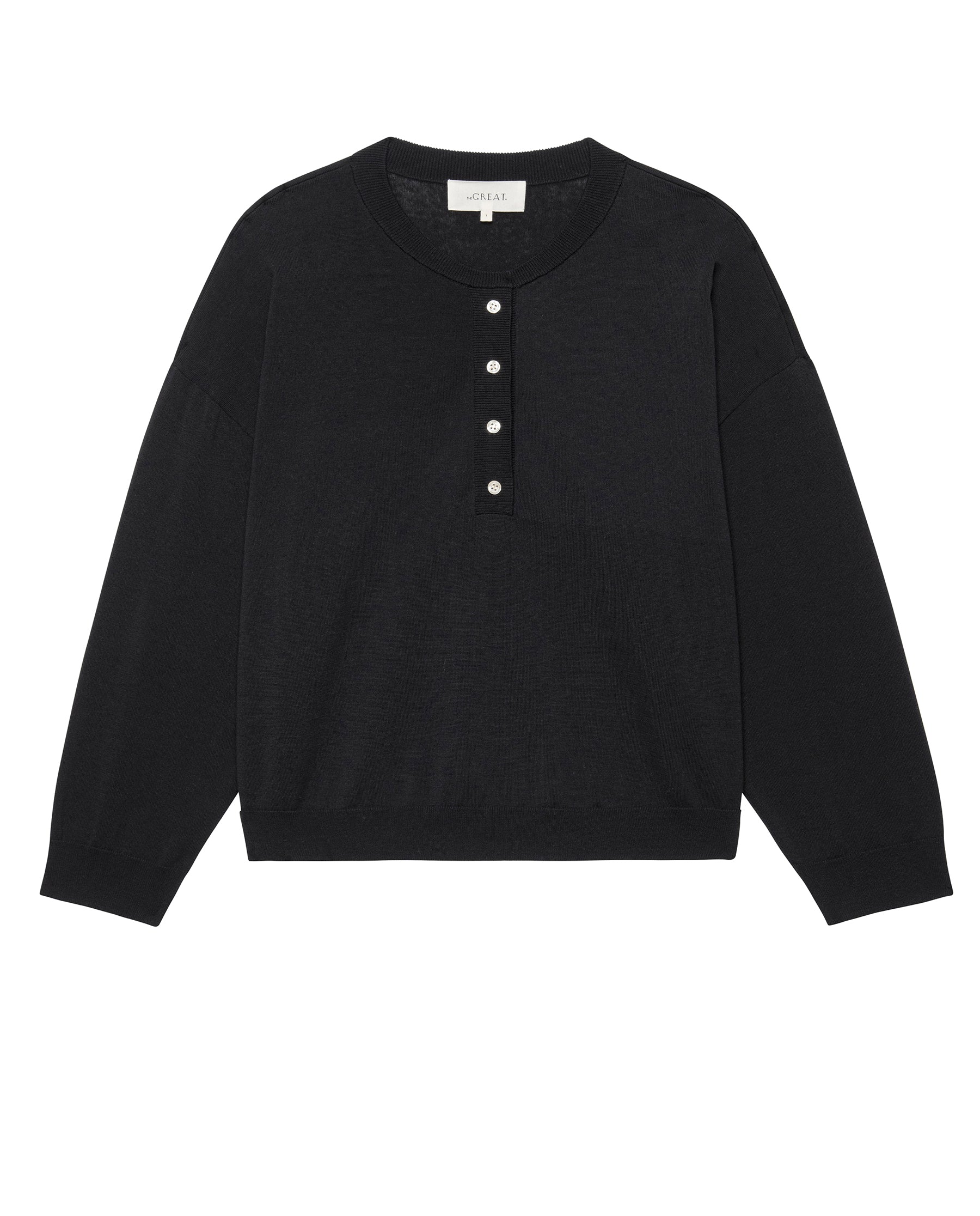 The Henley Sweater black | The Great | MARKET