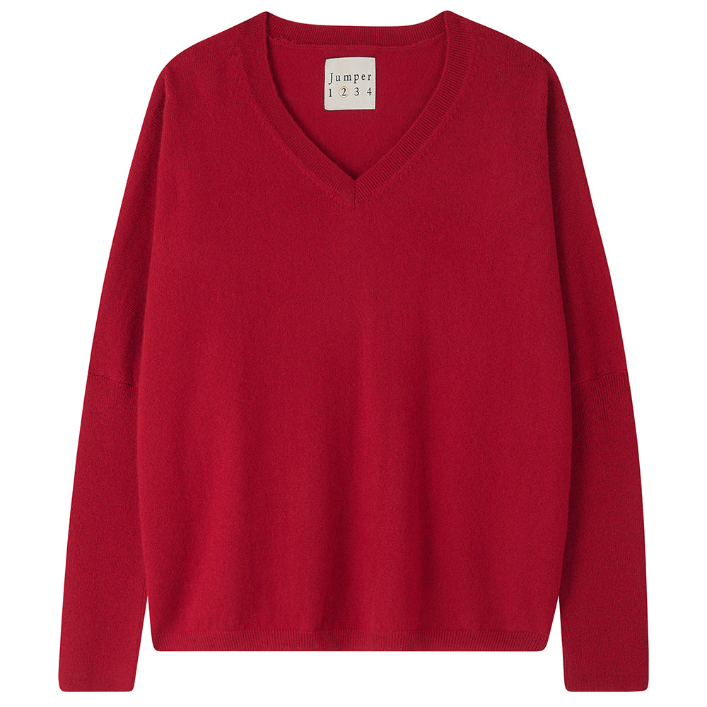 Oversize Vee deep red | Jumper | MARKET