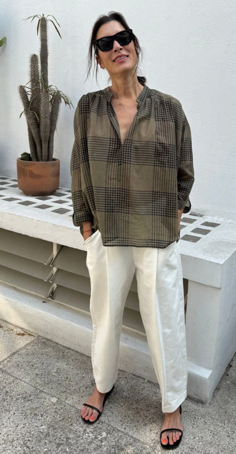green plaid shirt
