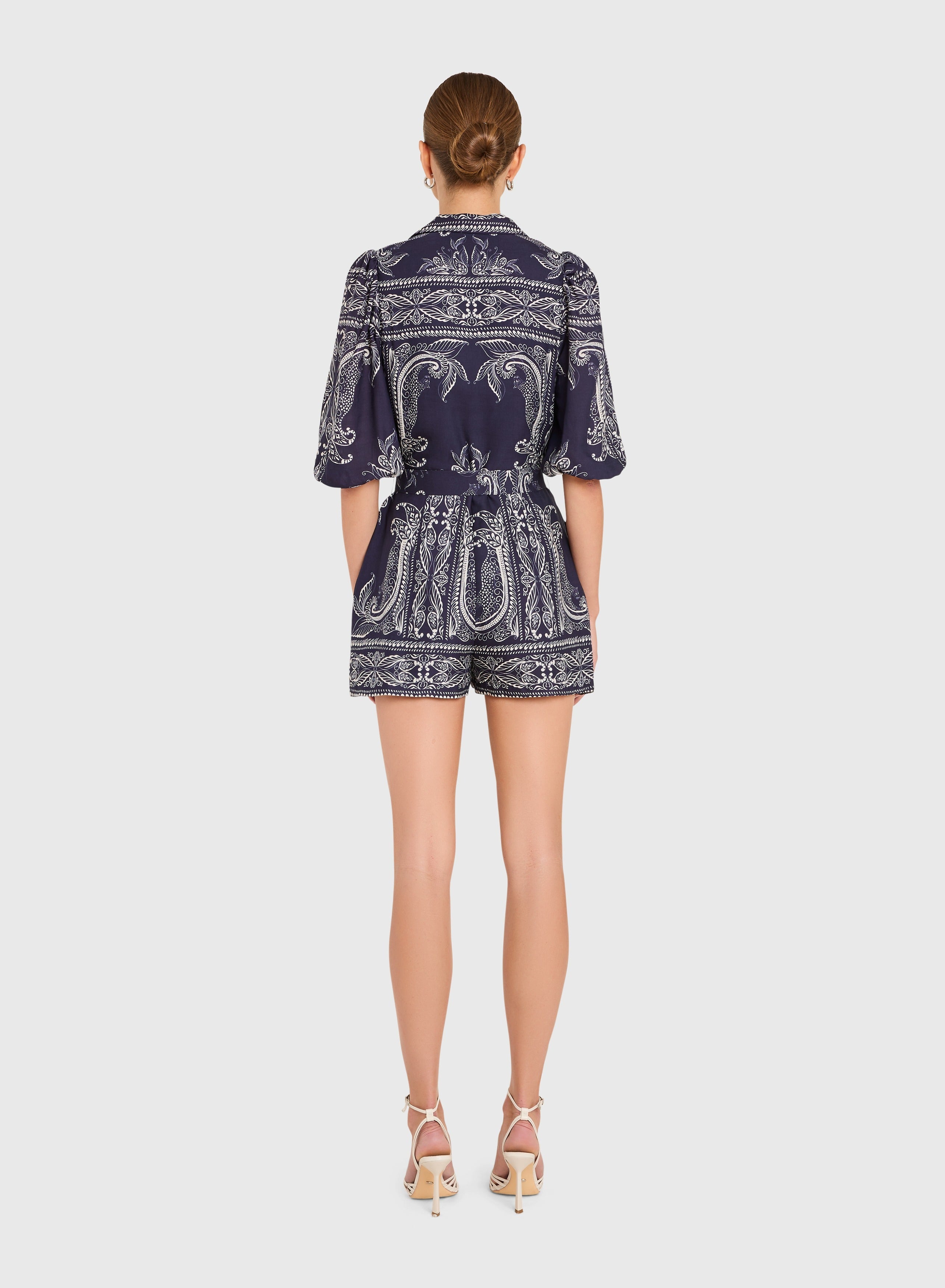 Lucia Romper bandana print navy | Amanda Uprichard | MARKET