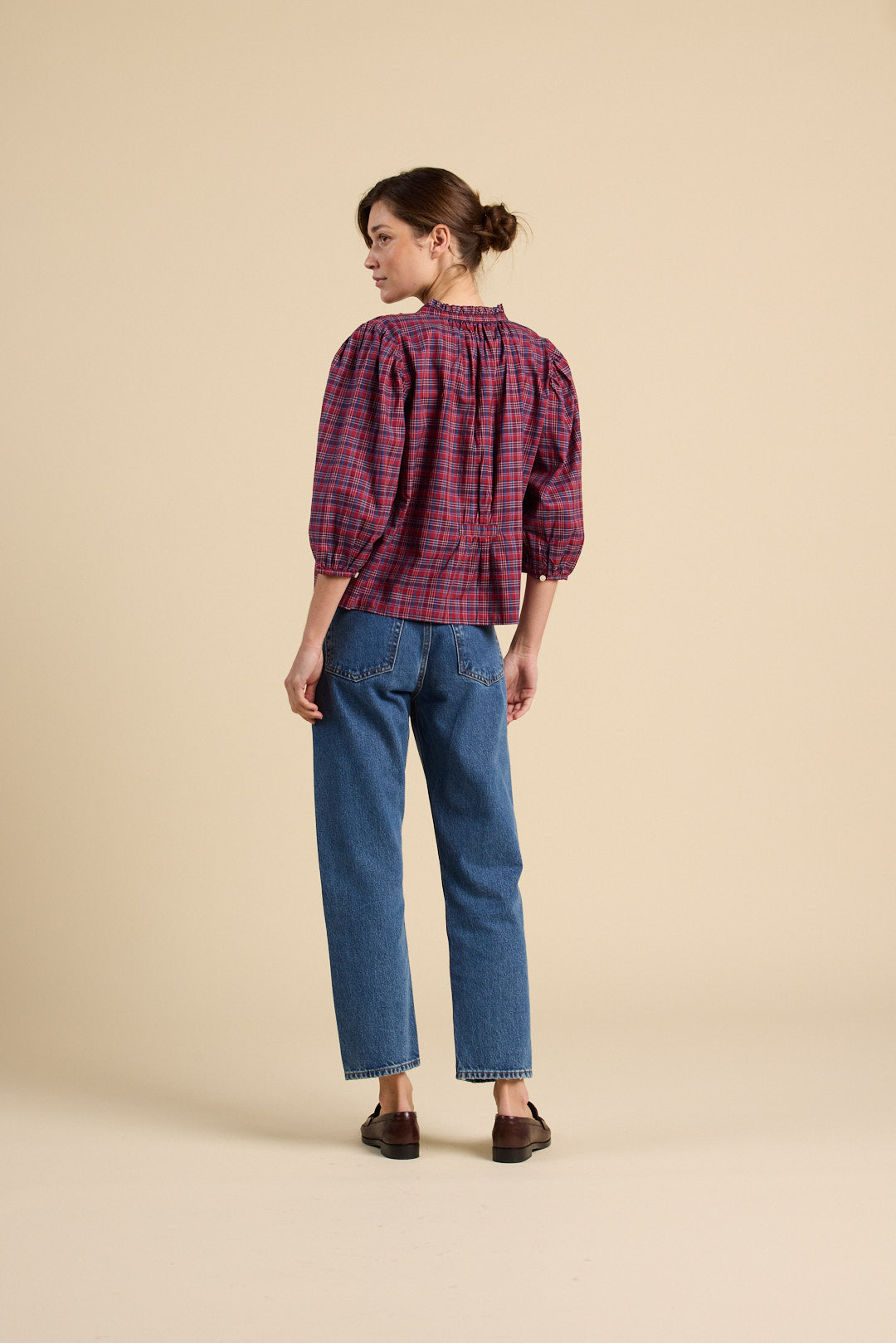 Orly blouse mulled wine plaid | Trovata | MARKET