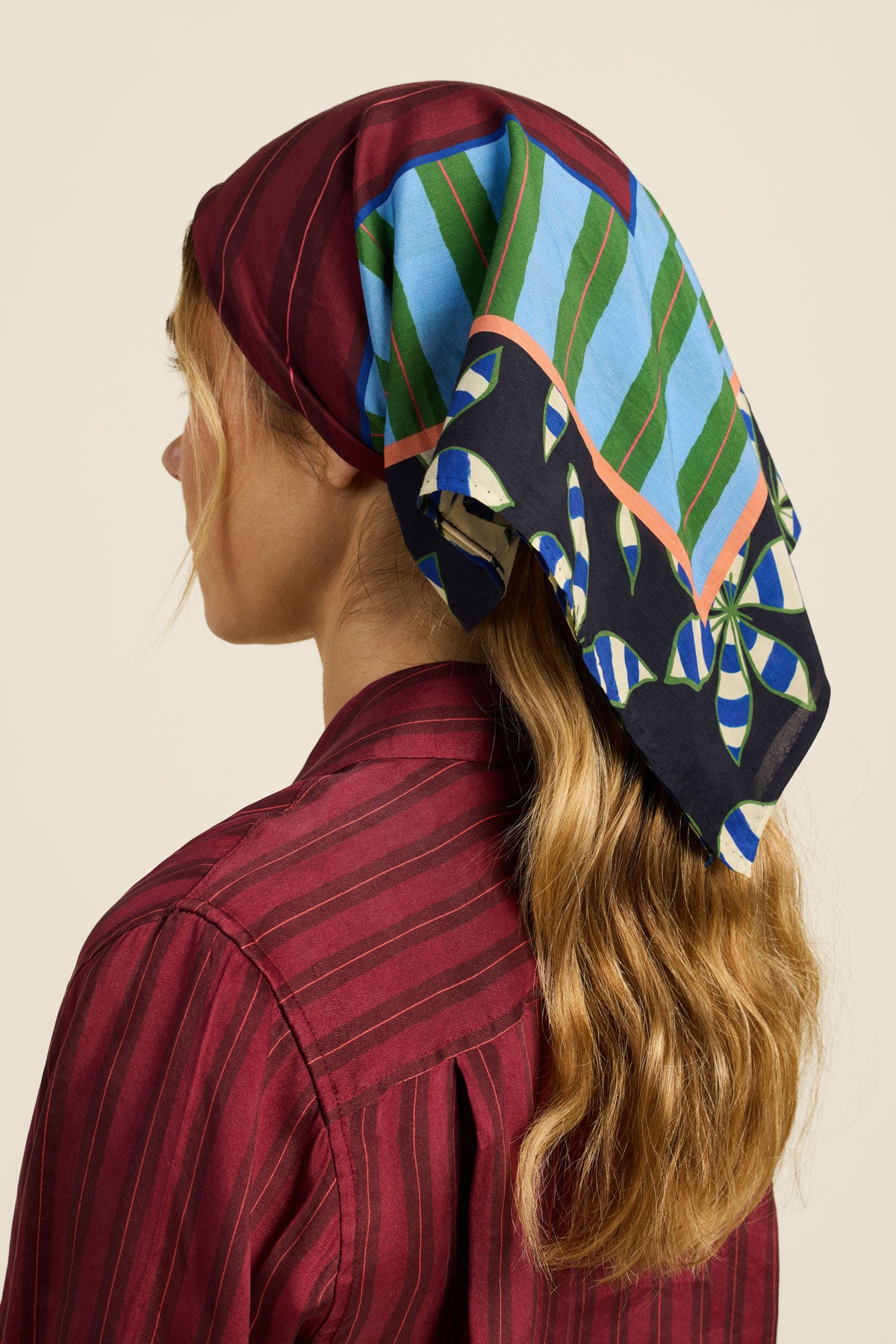 Charlotte Scarf Mod Botanica/ Garnet Stripe