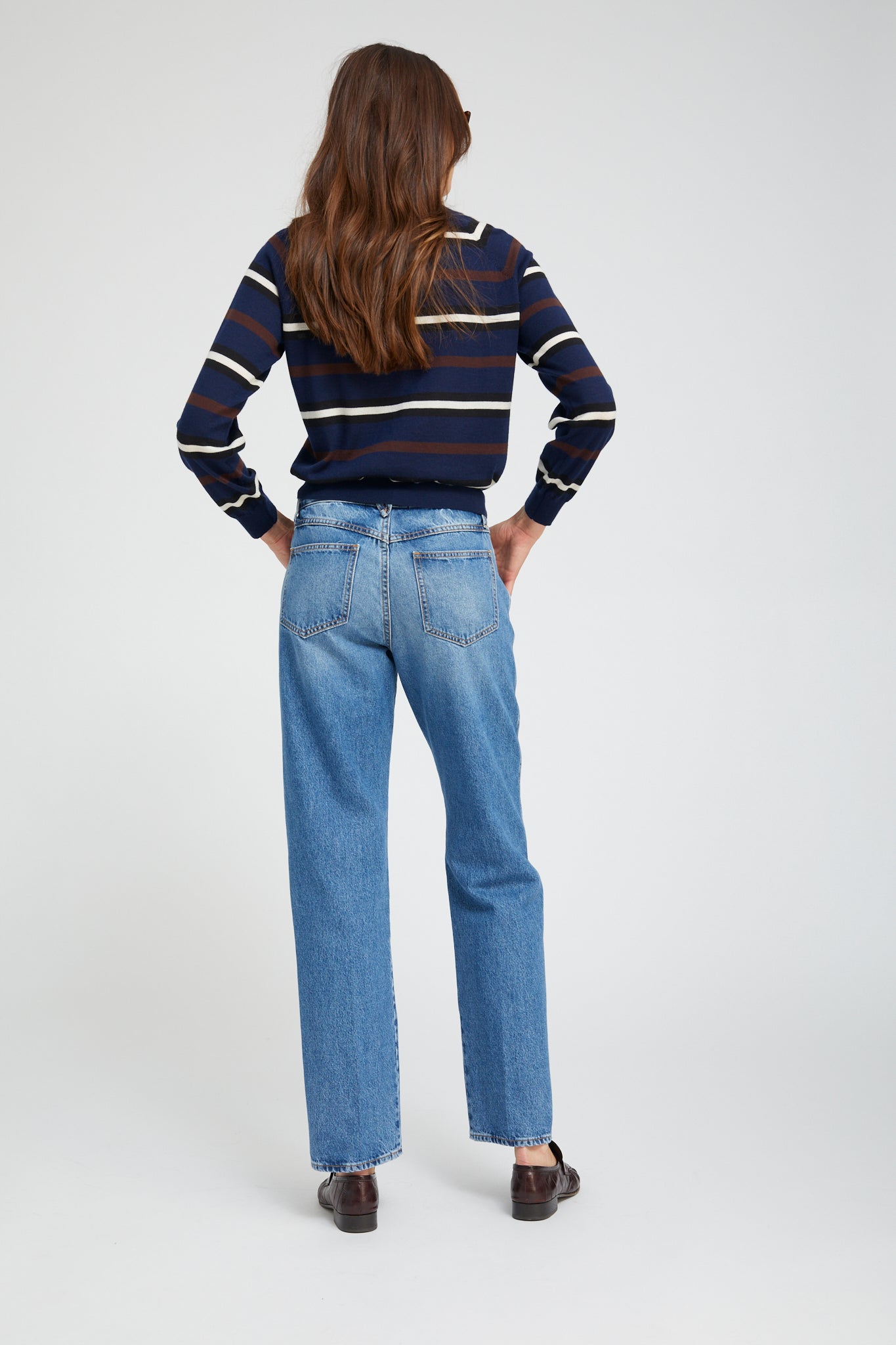 L/S STRIPED RAGLAN TEE navy/brown | SPRWMN | MARKET