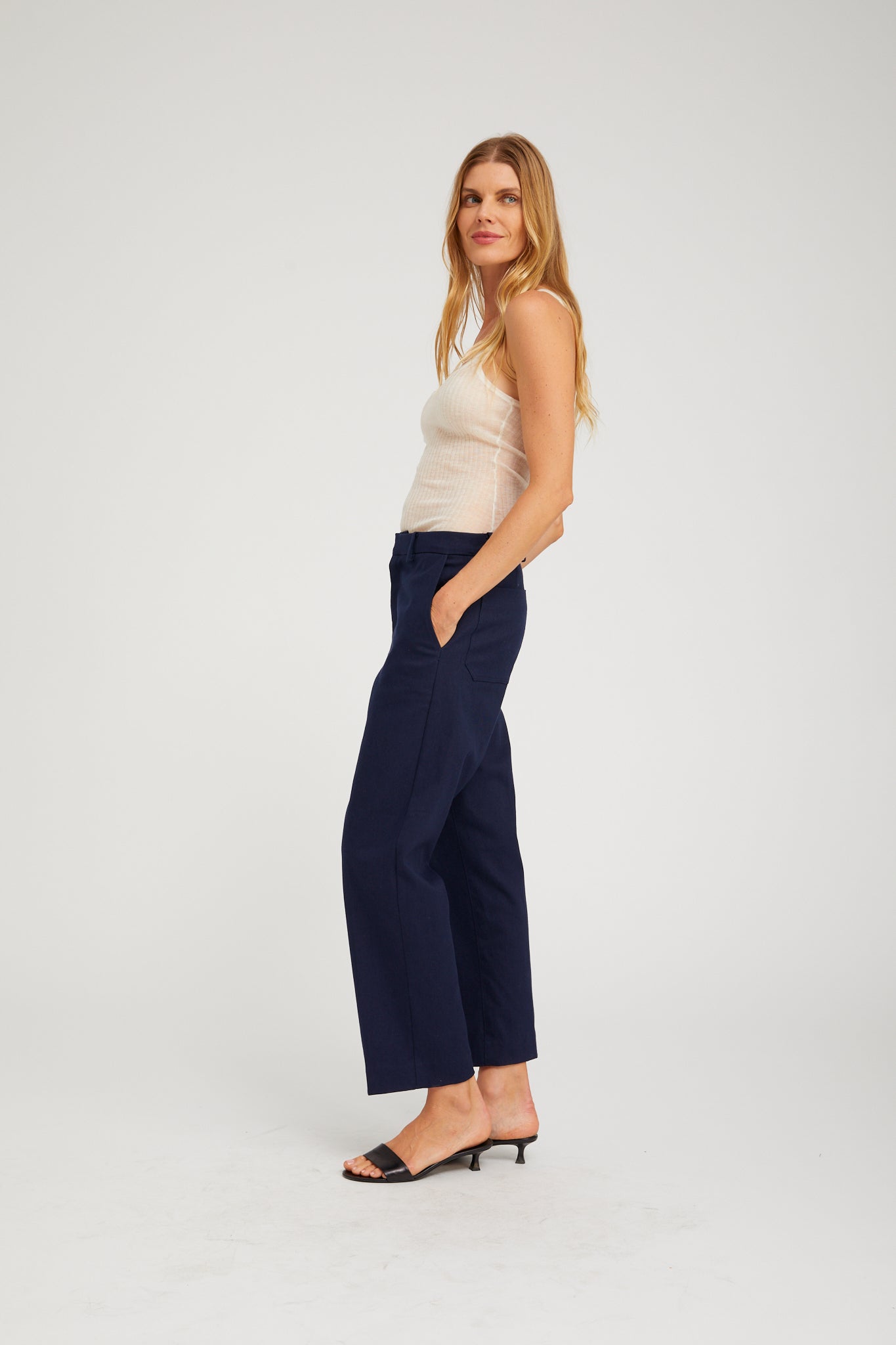 Straight leg trouser navy | SPRWMN | MARKET