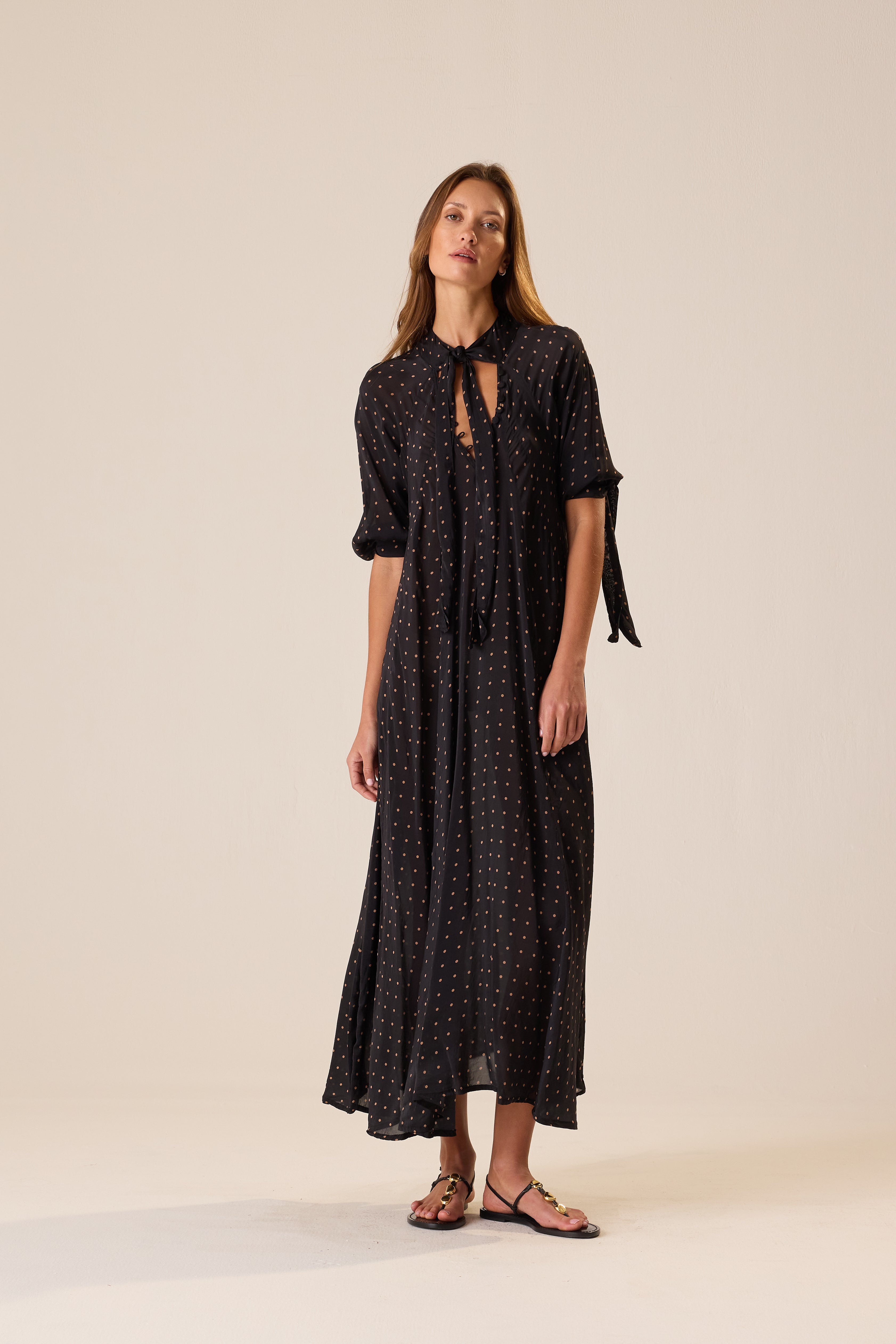 MONÉT DRESS blk & tan dot | Natalie Martin | MARKET