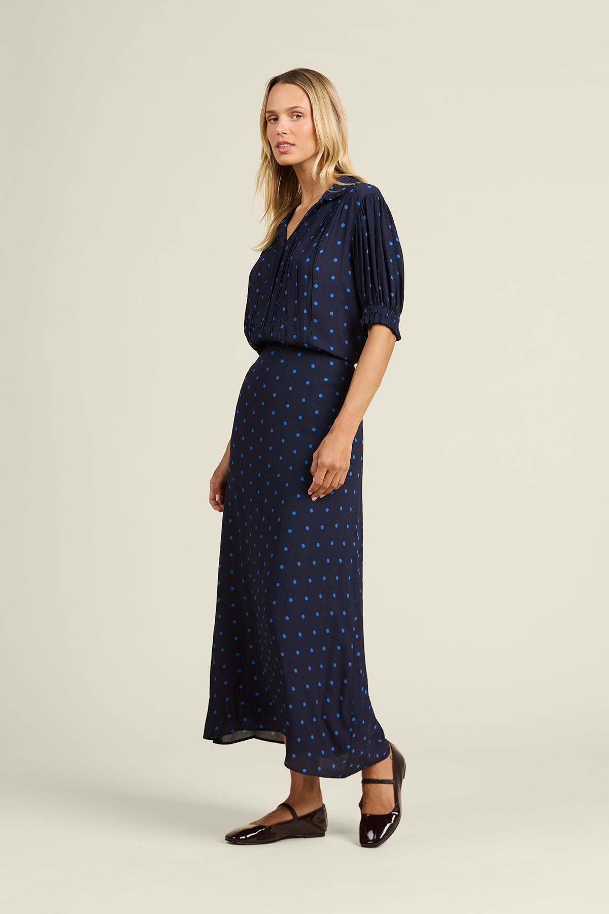 Gemma Blouse Azure Polka Dot | Trovata | MARKET