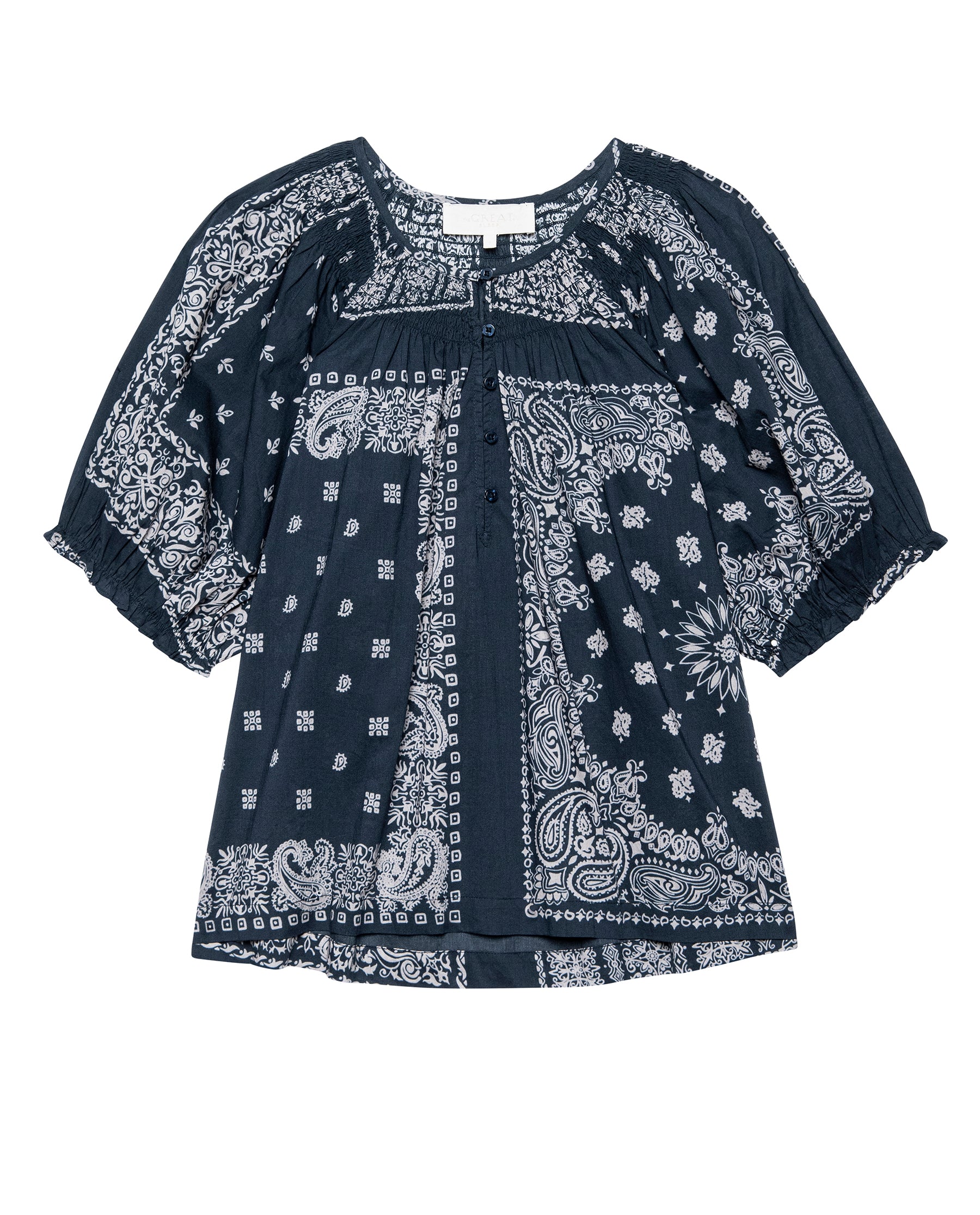 BANDANA PATCHWORK smock sleeve top | The Great | MARKET
