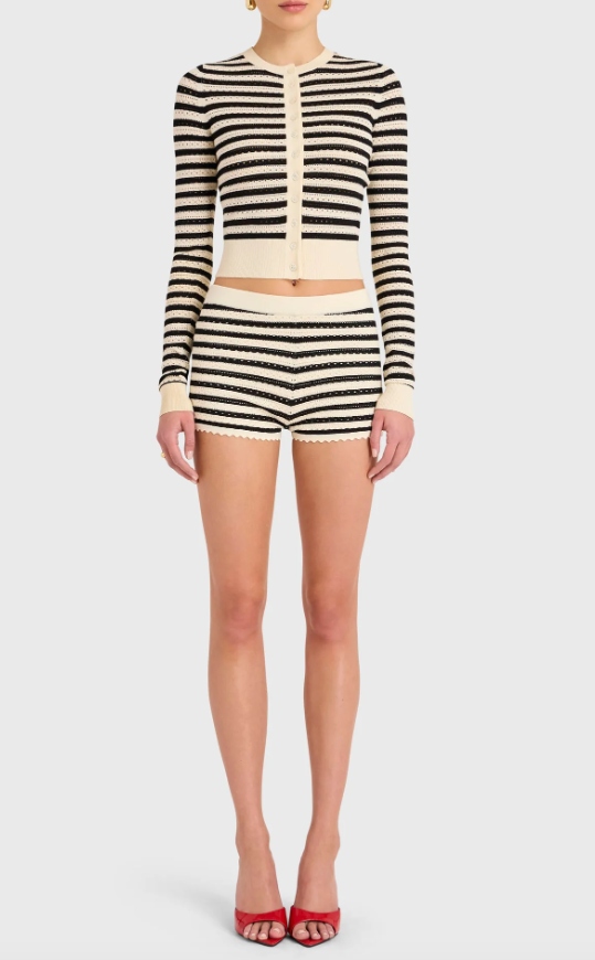 Seine Cardigan Black/ cream stripe | Amanda Uprichard | MARKET