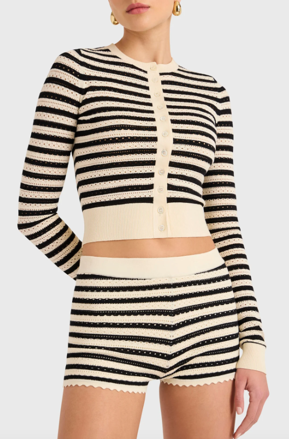 Seine Cardigan Black/ cream stripe | Amanda Uprichard | MARKET