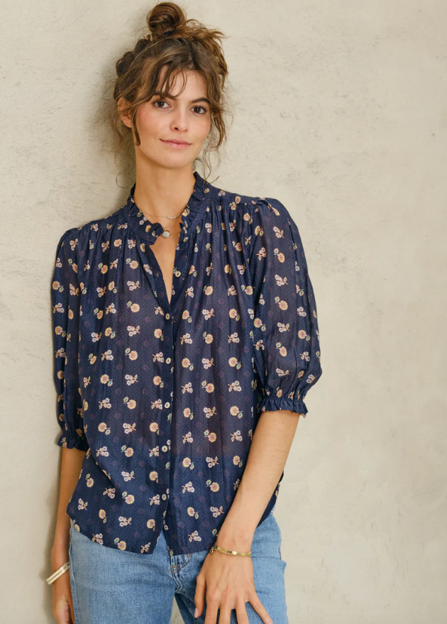 Dulcie navy elbow sleeve top | MABE | MARKET