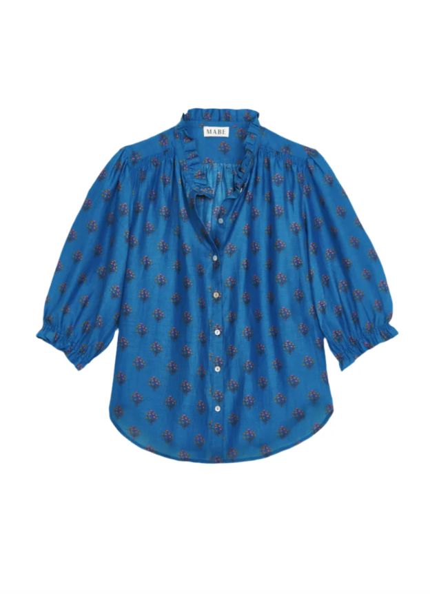 Lindi blue turq. elbow sleeve top | MABE | MARKET