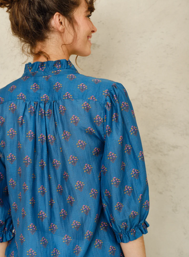Lindi blue turq. elbow sleeve top | MABE | MARKET