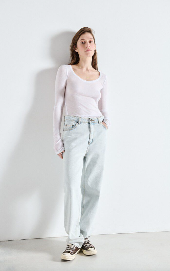 L/S scoop neck in Massachusettes fabric white | American Vintage | MARKET