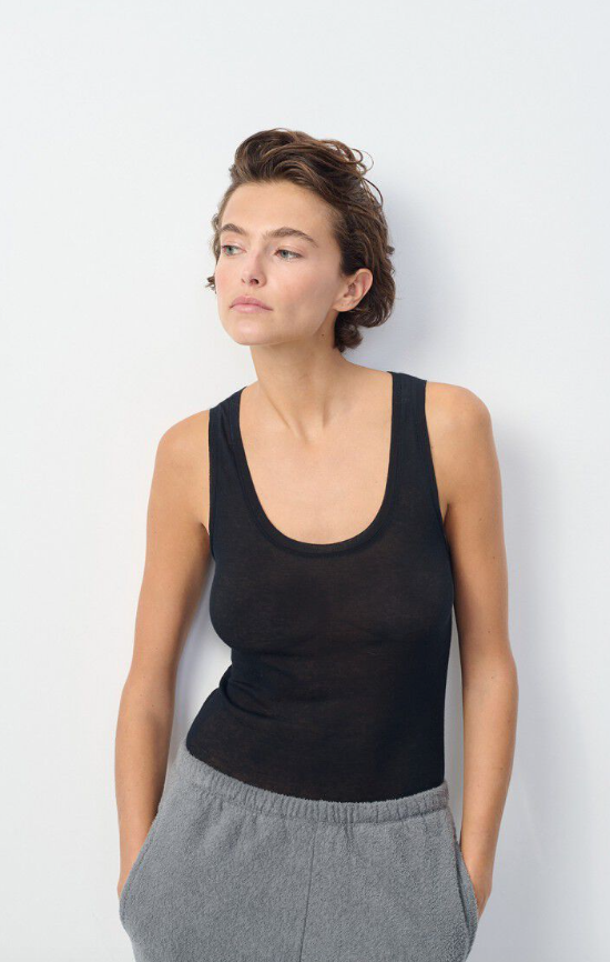 Scoop neck tank MA fabric black | American Vintage | MARKET