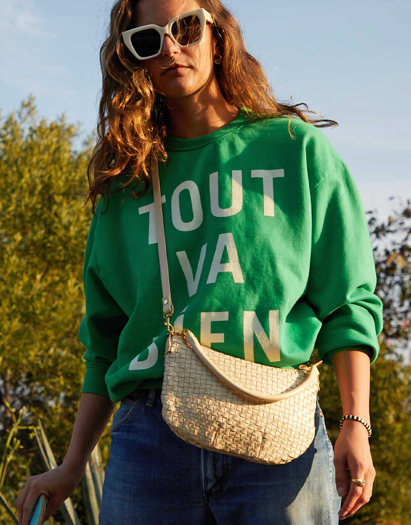 Petit Moyen Checker Cream | Clare V | MARKET