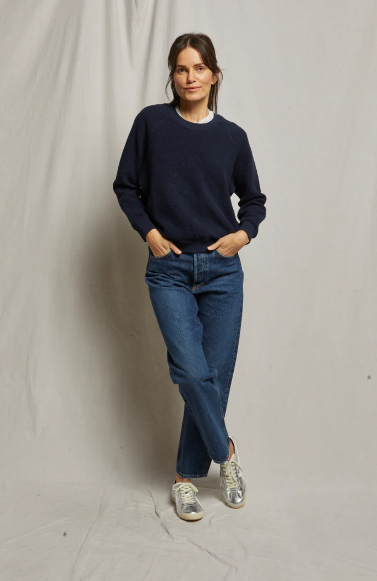 Reverse Fleece navy | perfect white tee | market