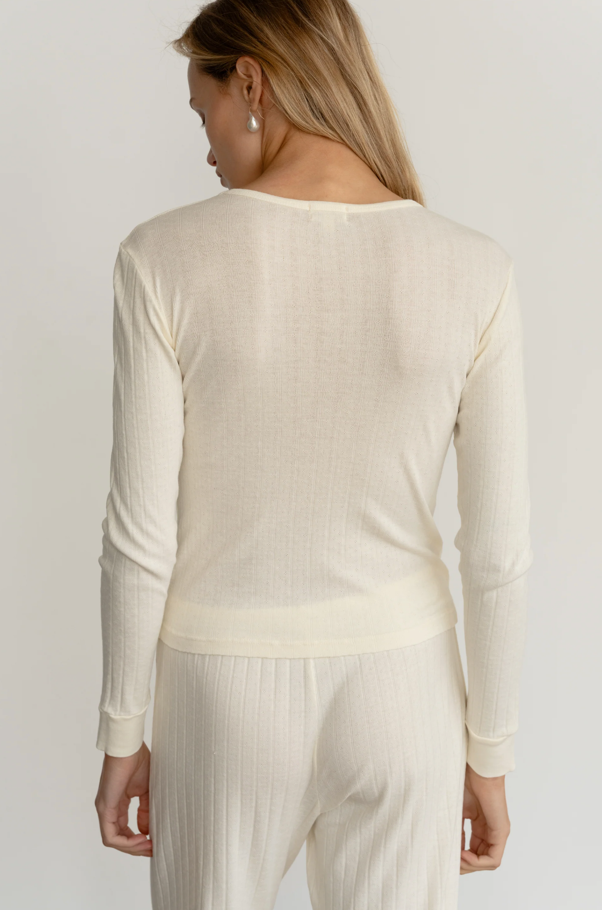 Pointelle L/S Tee cream | Donni | MARKET
