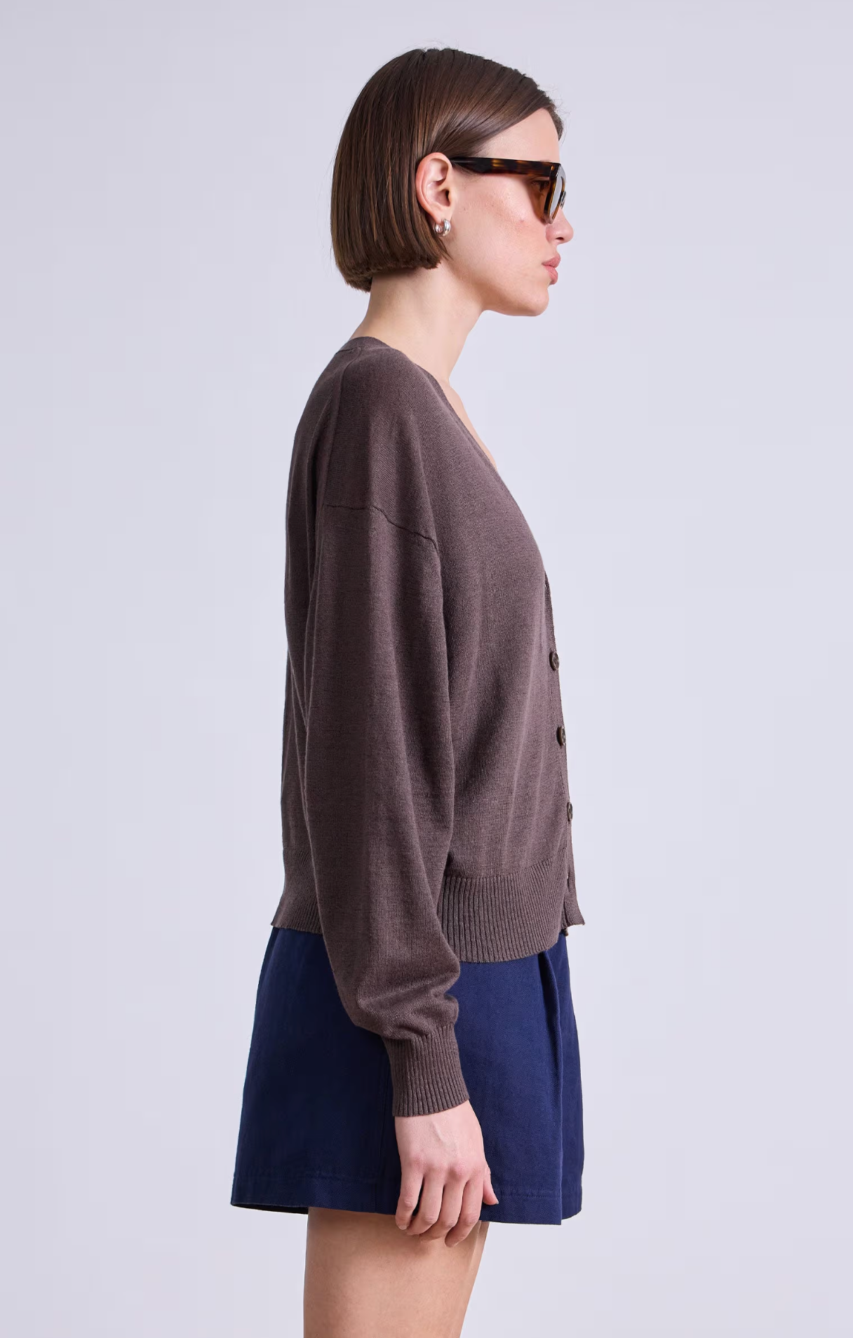 Fine Weight Cardi espresso | Apiece Apart | MARKET