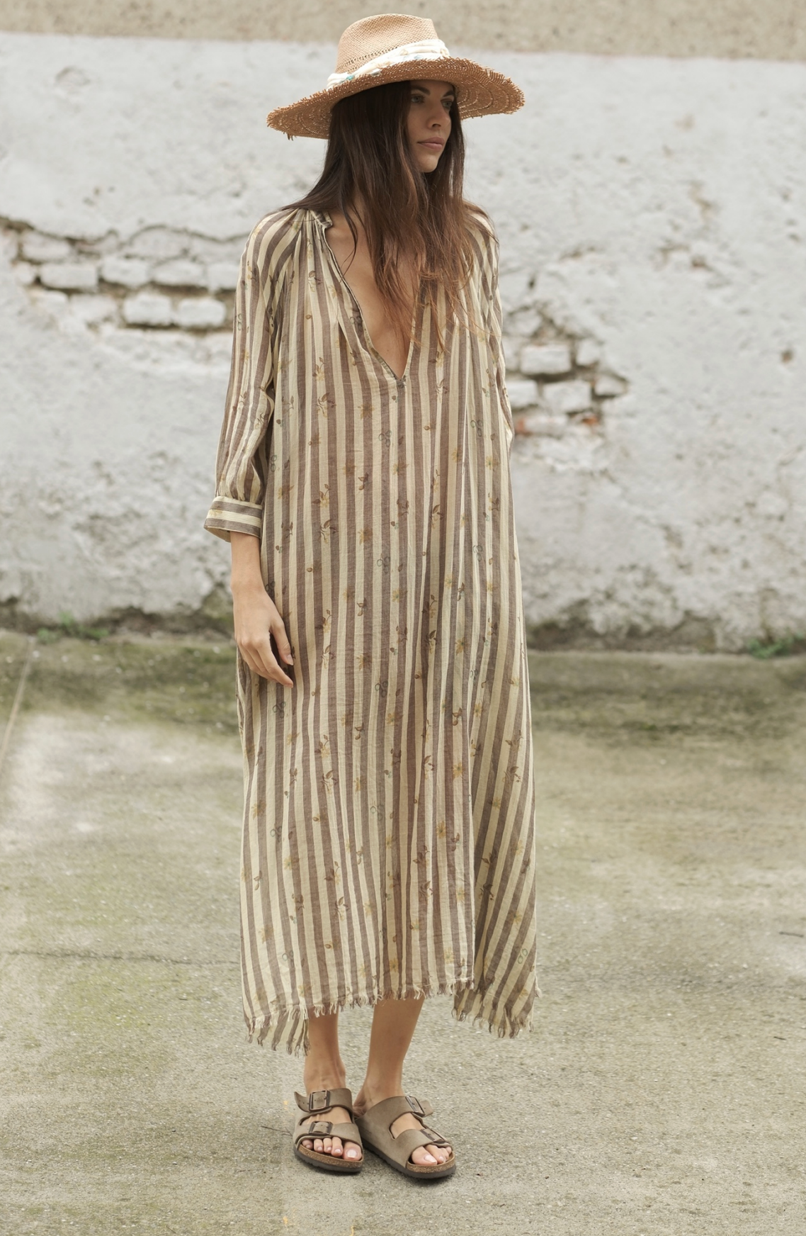 Sophia Dress papillion stripe lime/choc | Bsbee | MARKET