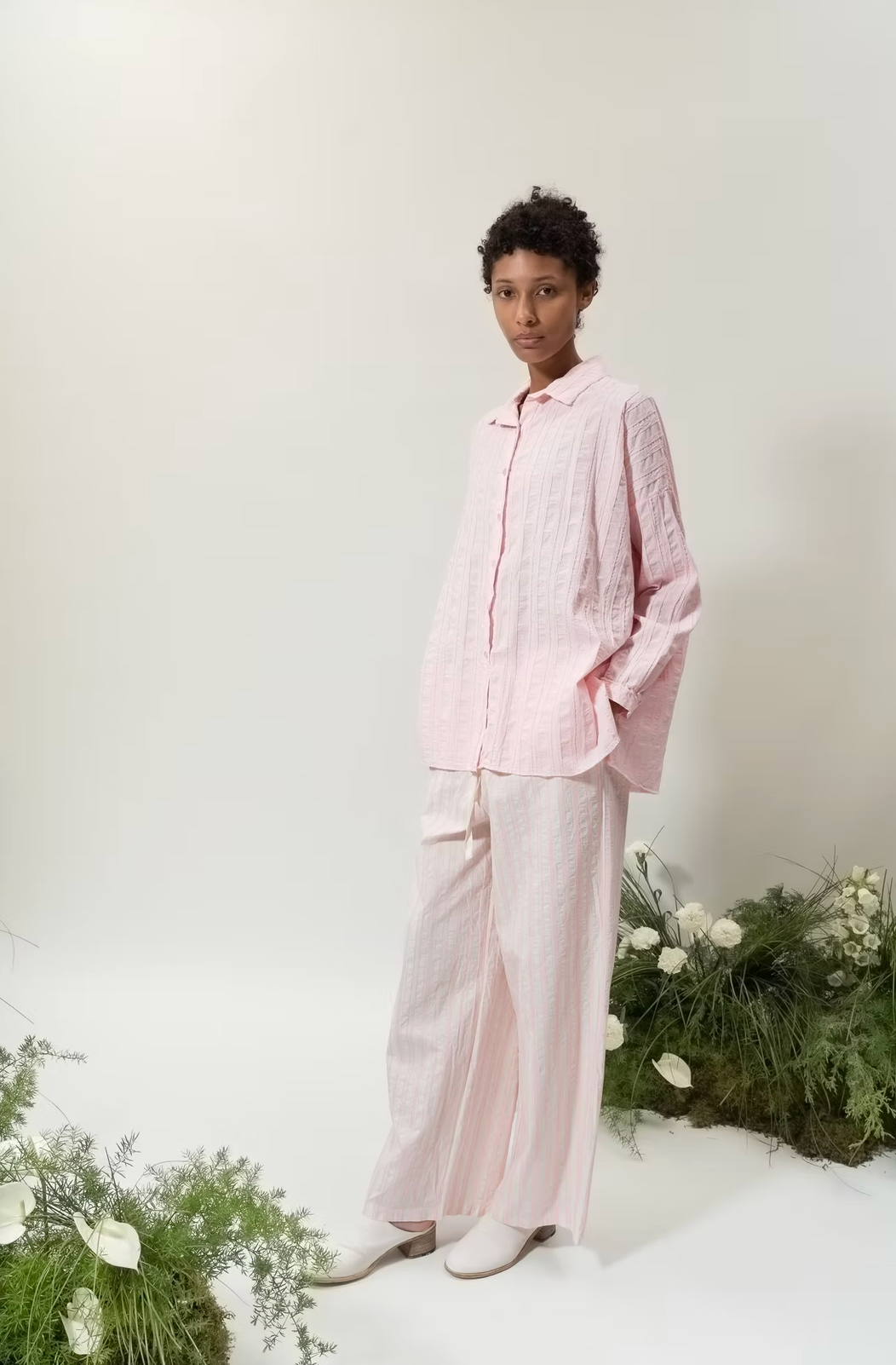 Pink stripe pants | Aequamente | MARKET
