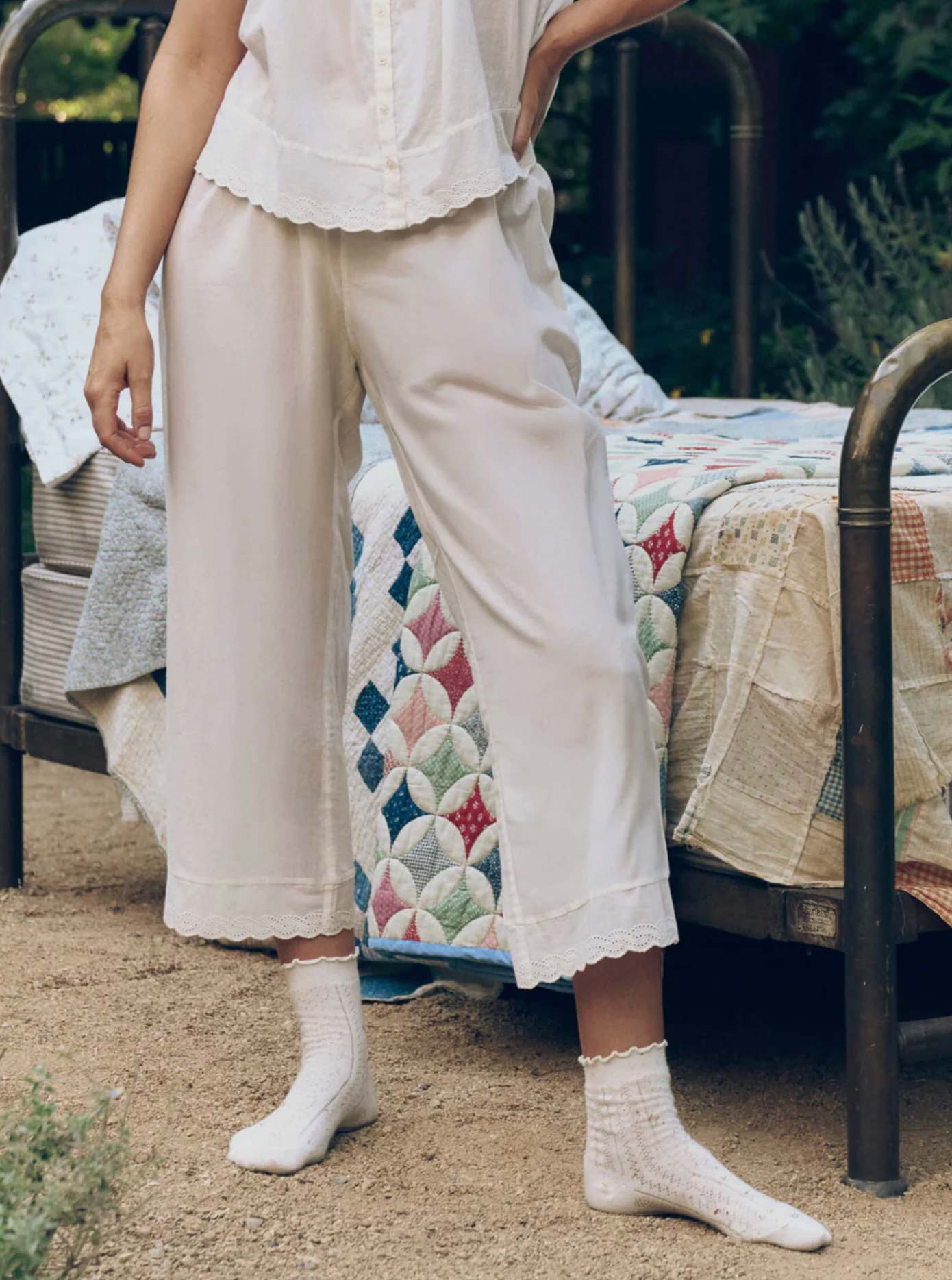 eyelet sleep pant white | The Great | MARKET