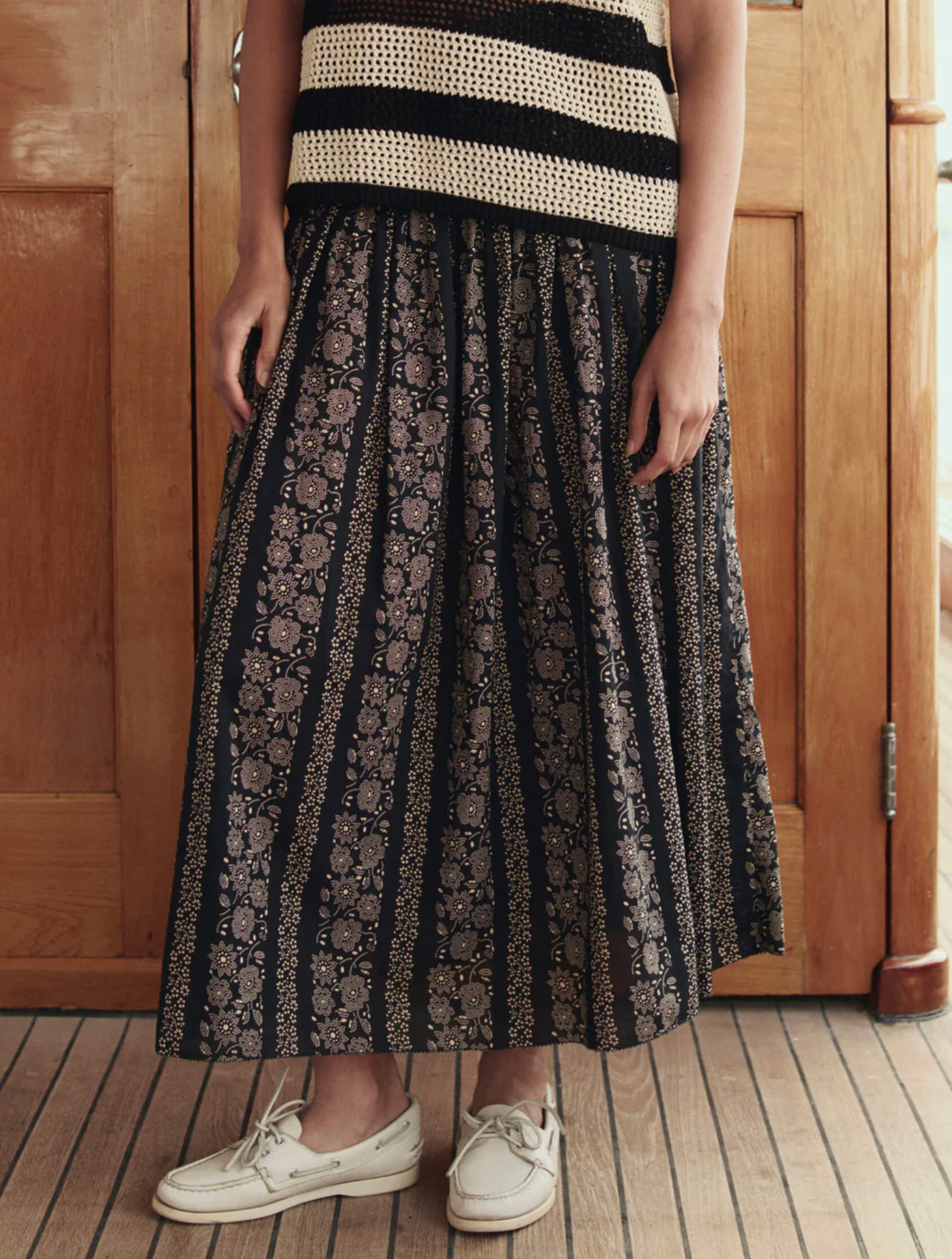 The Canary Skirt black floral | The Great | MARKET