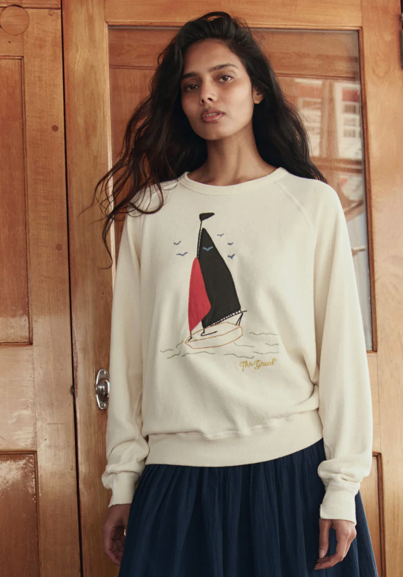 college sweatshirt w. sailboat applique | The Great | MARKET