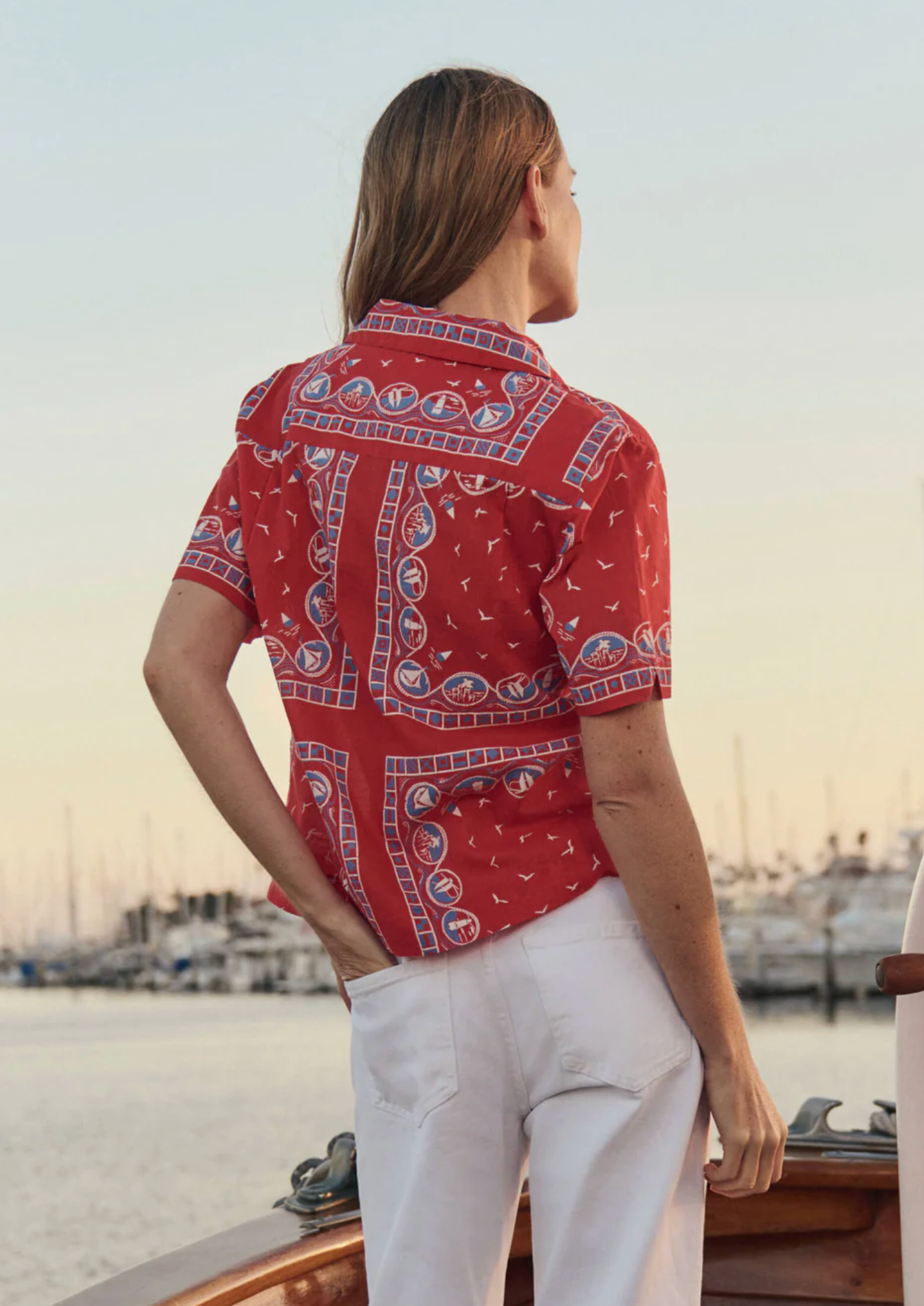 Postcard shirt red sailboat | The Great | MARKET