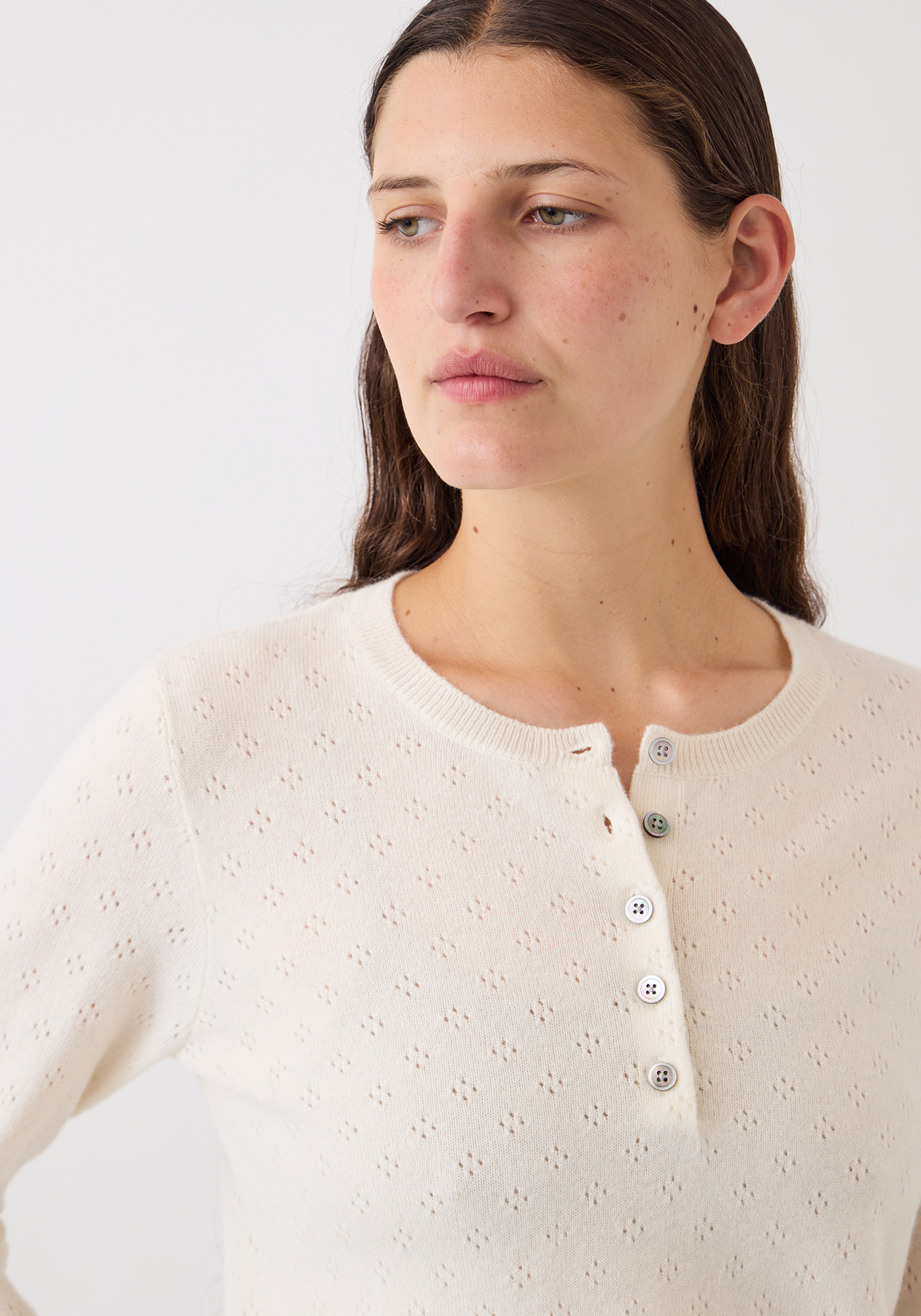 Avery Pointelle Cashmere Sweater ivory | Demy Lee | MARKET