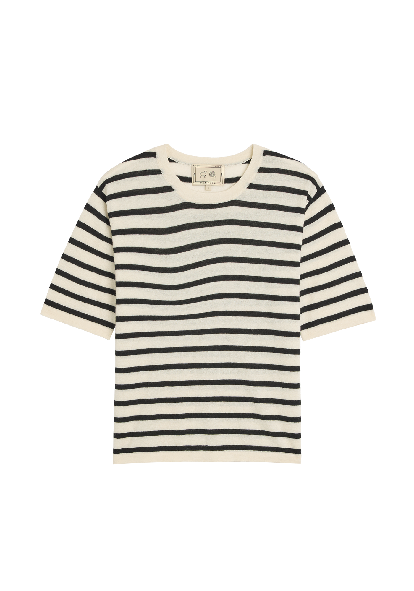 Remy Stripe Superfine Cashmere Top ivory/blk | Demy Lee | MARKET
