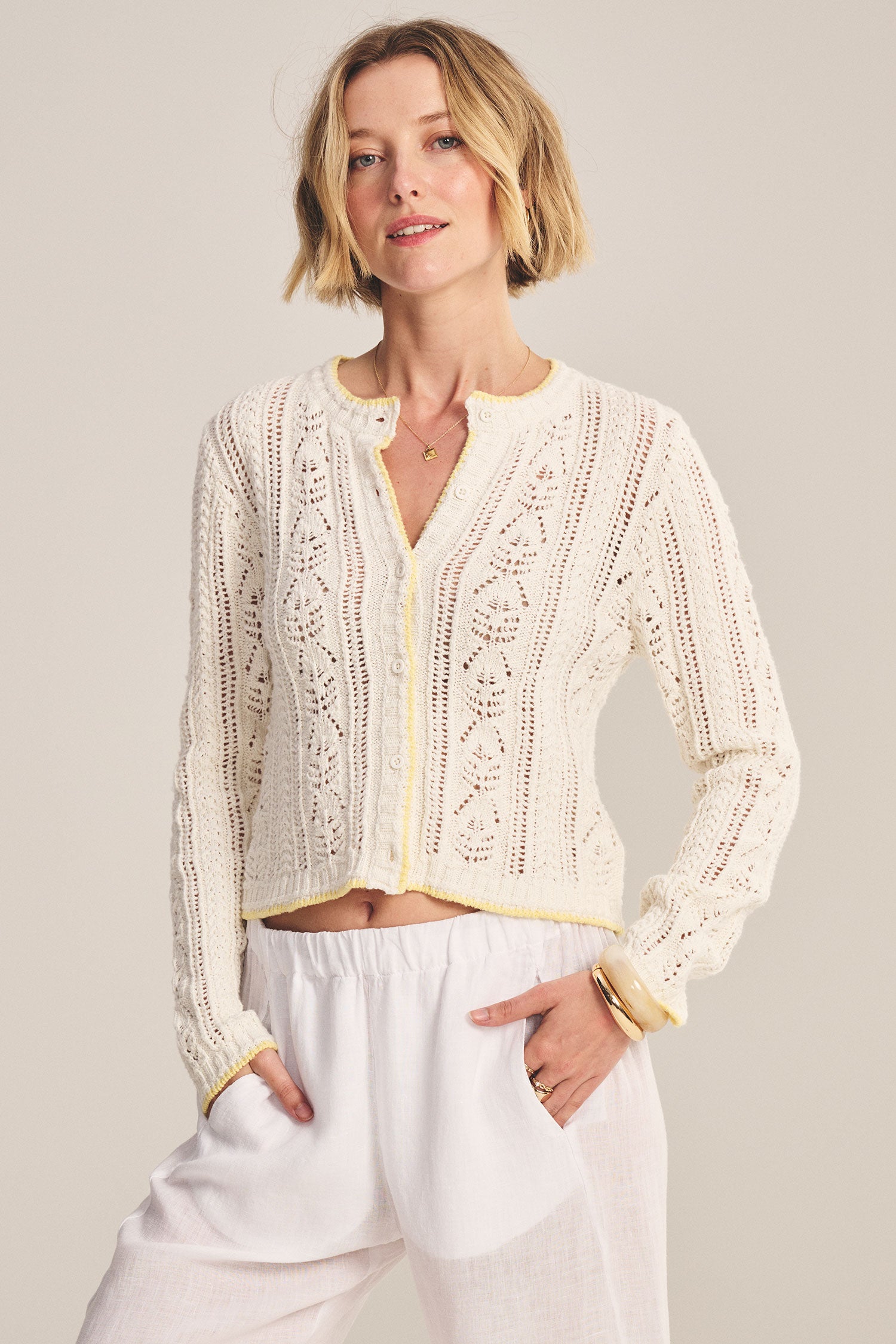 Daisy cardi ivory | Velvet | MARKET