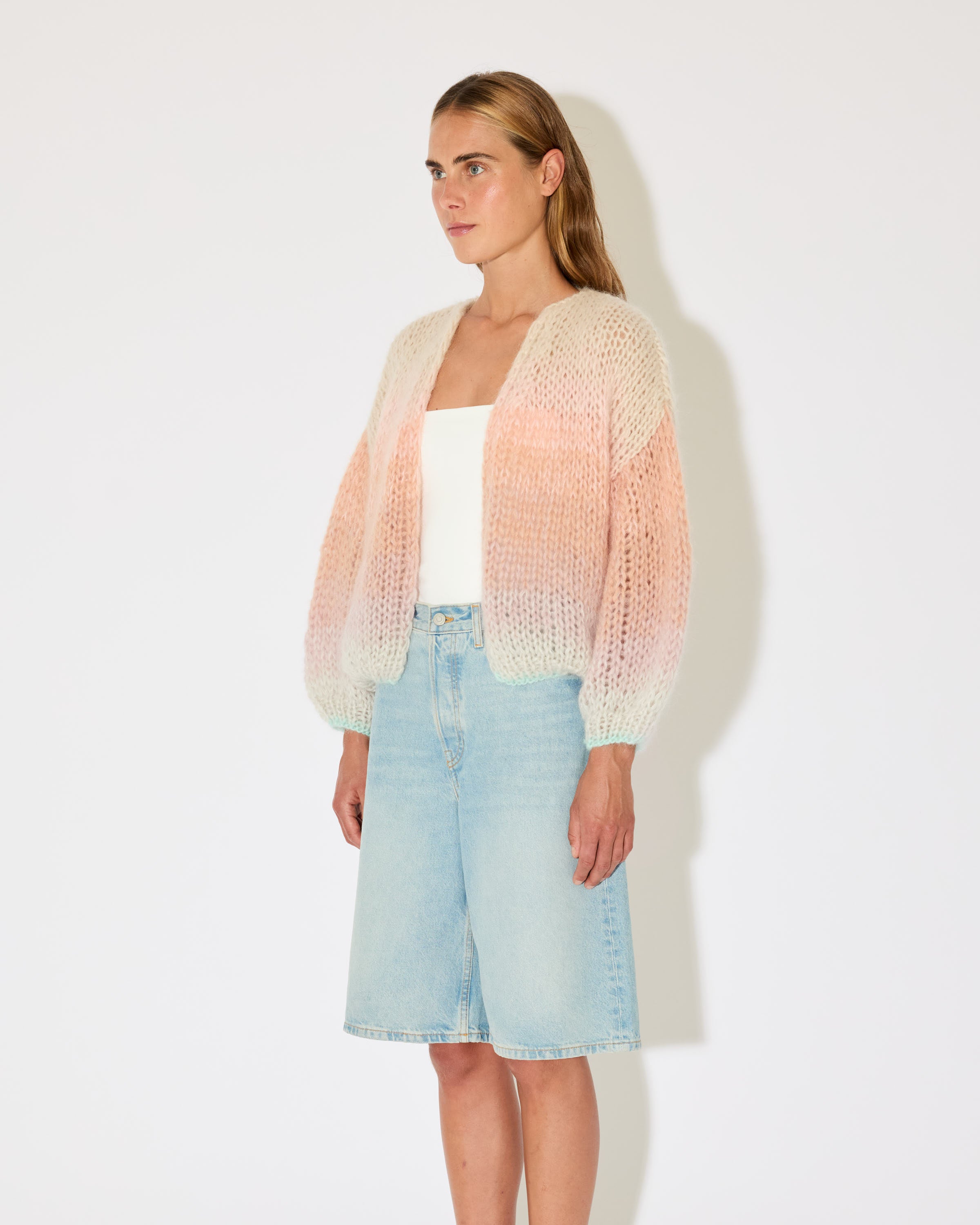 MOHAIR BOMBER CARDIGAN, OMBRE
