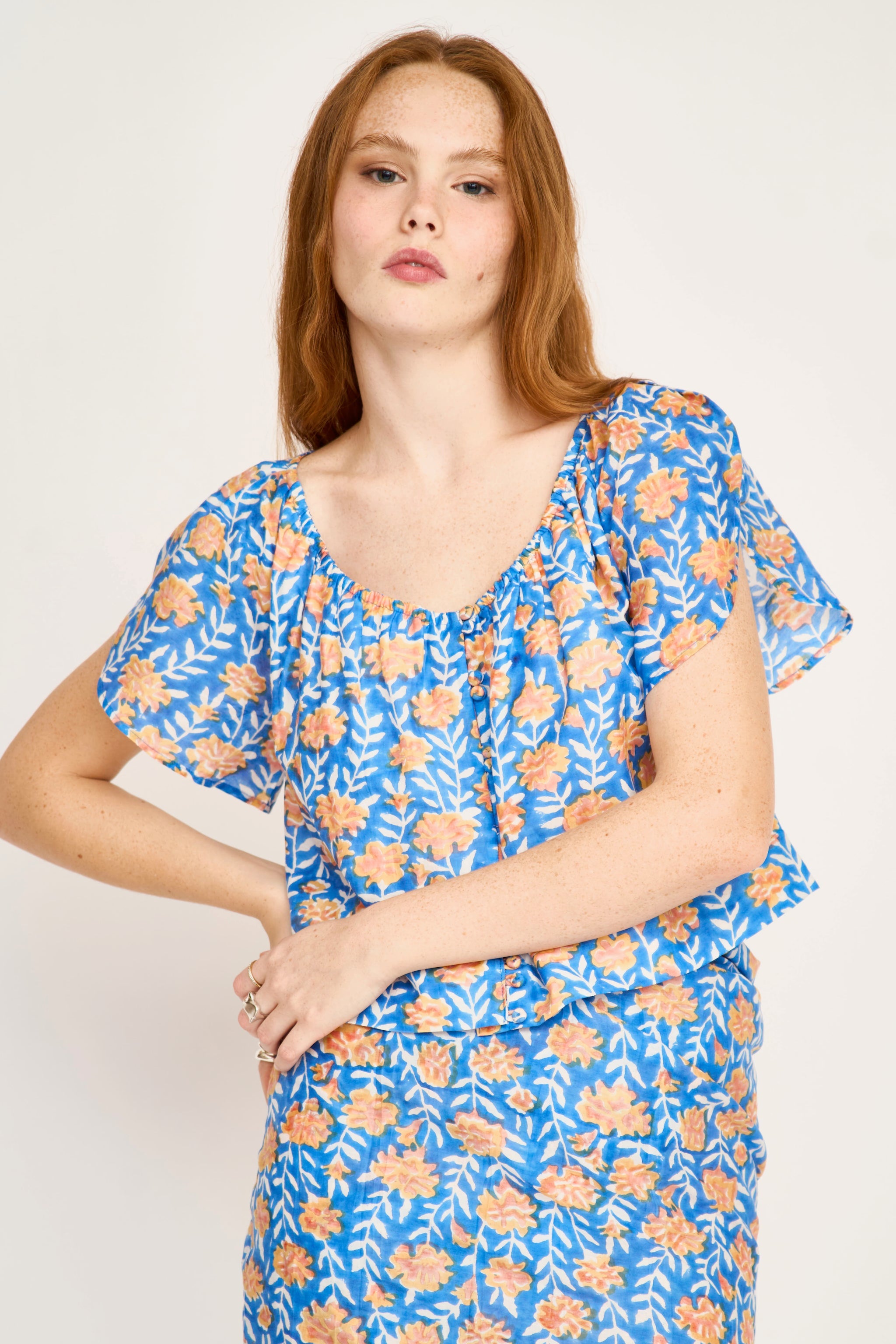 Capri Top in Tangerine Carnation | Mirth | MARKET