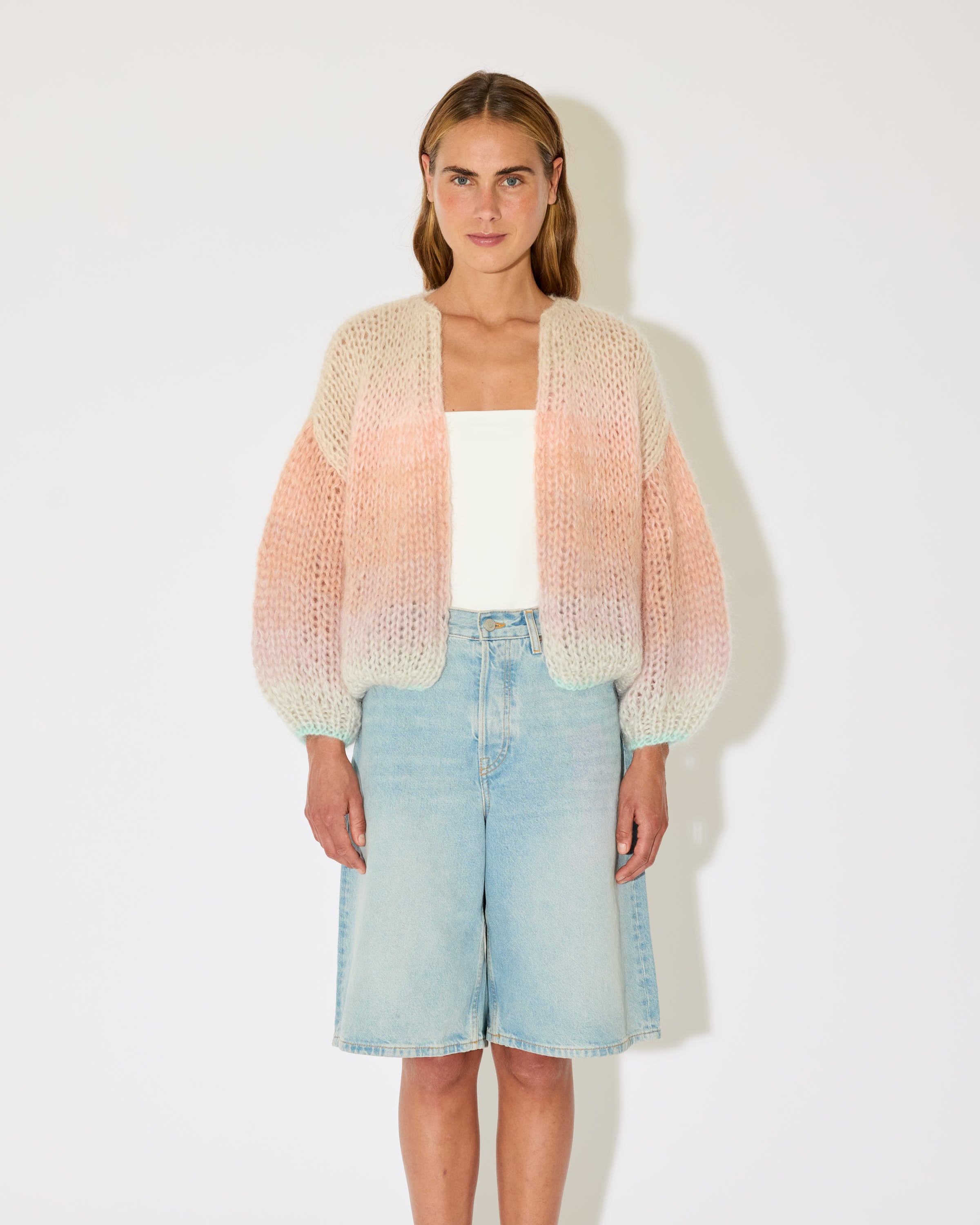 MOHAIR BOMBER CARDIGAN, OMBRE