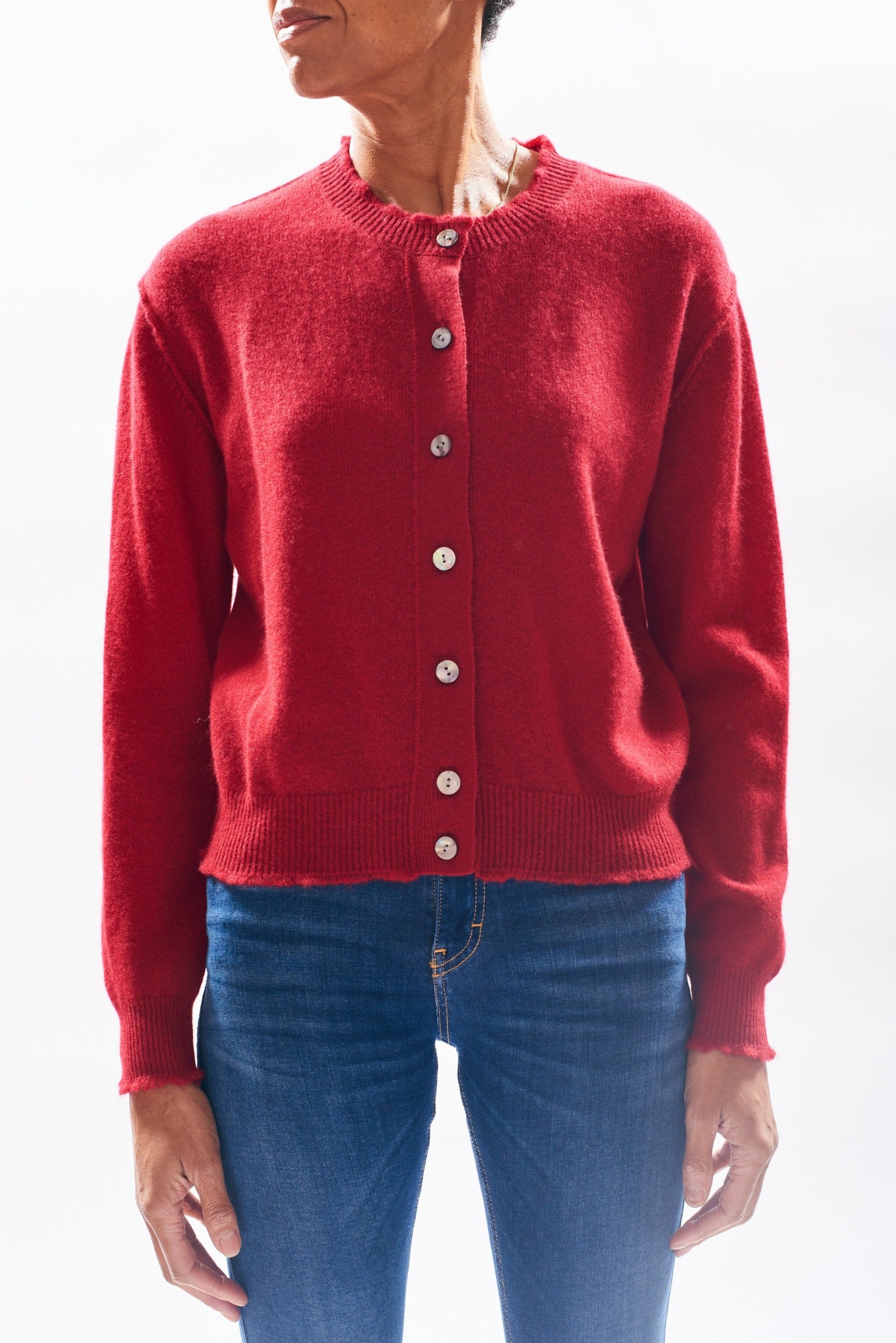 Distressed Cardigan deep red | Jumper | MARKET
