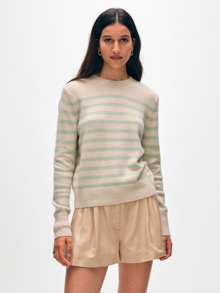 Cashmere stripe natural/mint  | White & Warren | MARKET