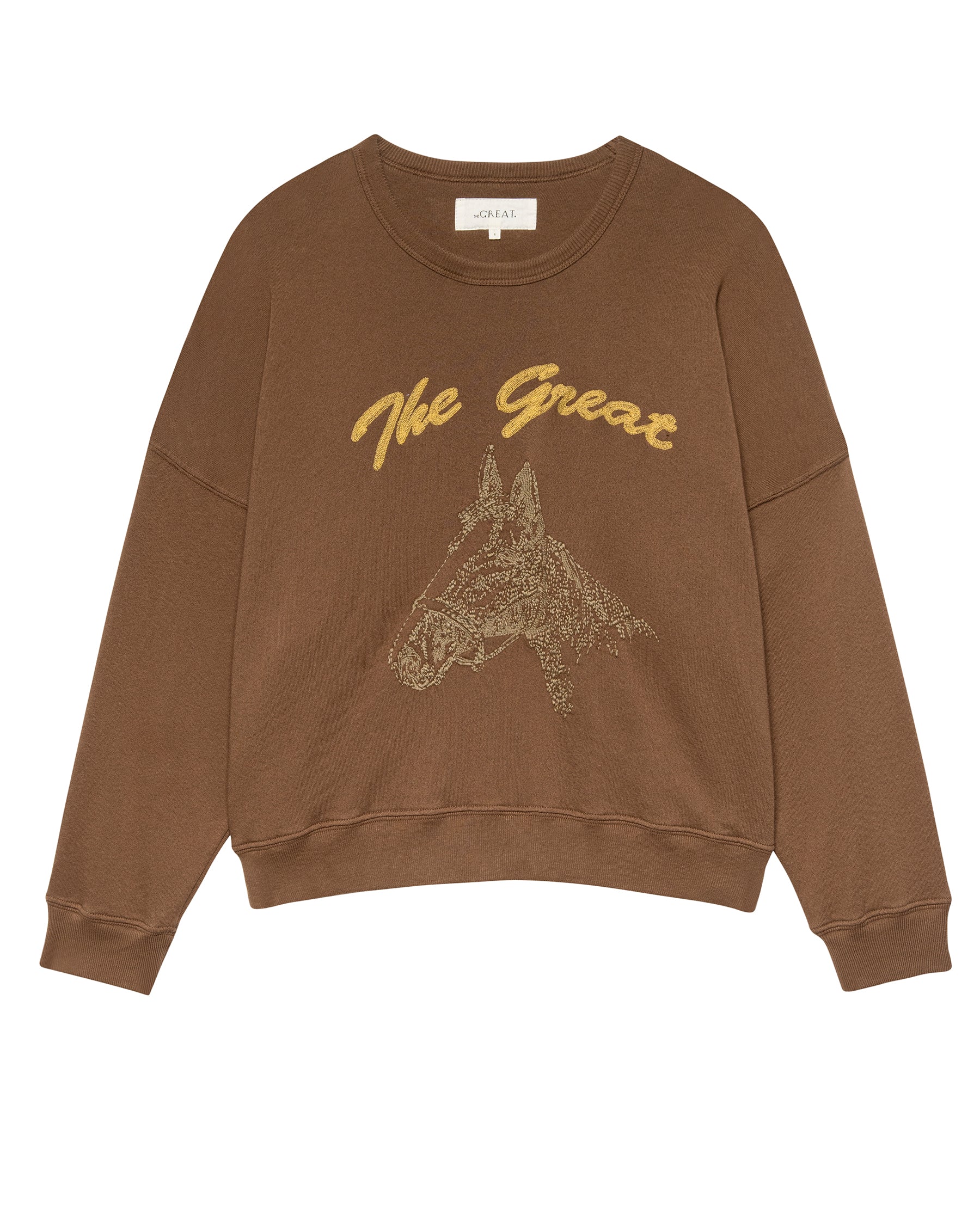 The Teammate Sweatshirt w/ horse  in umber | The Great | MARKET