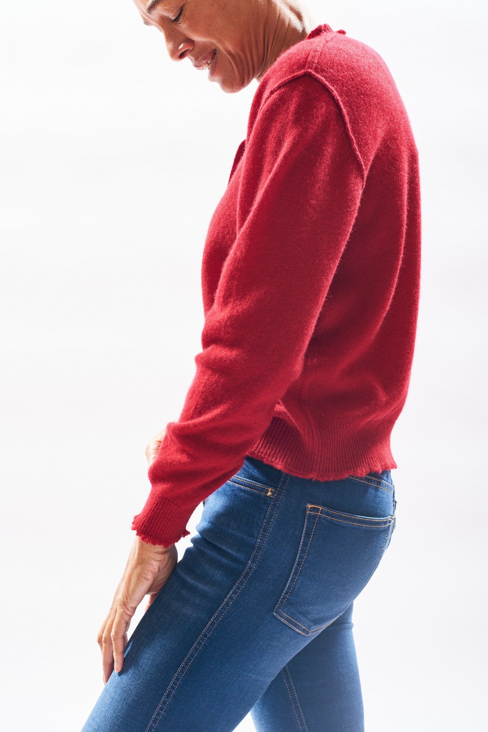 Distressed Cardigan deep red | Jumper | MARKET