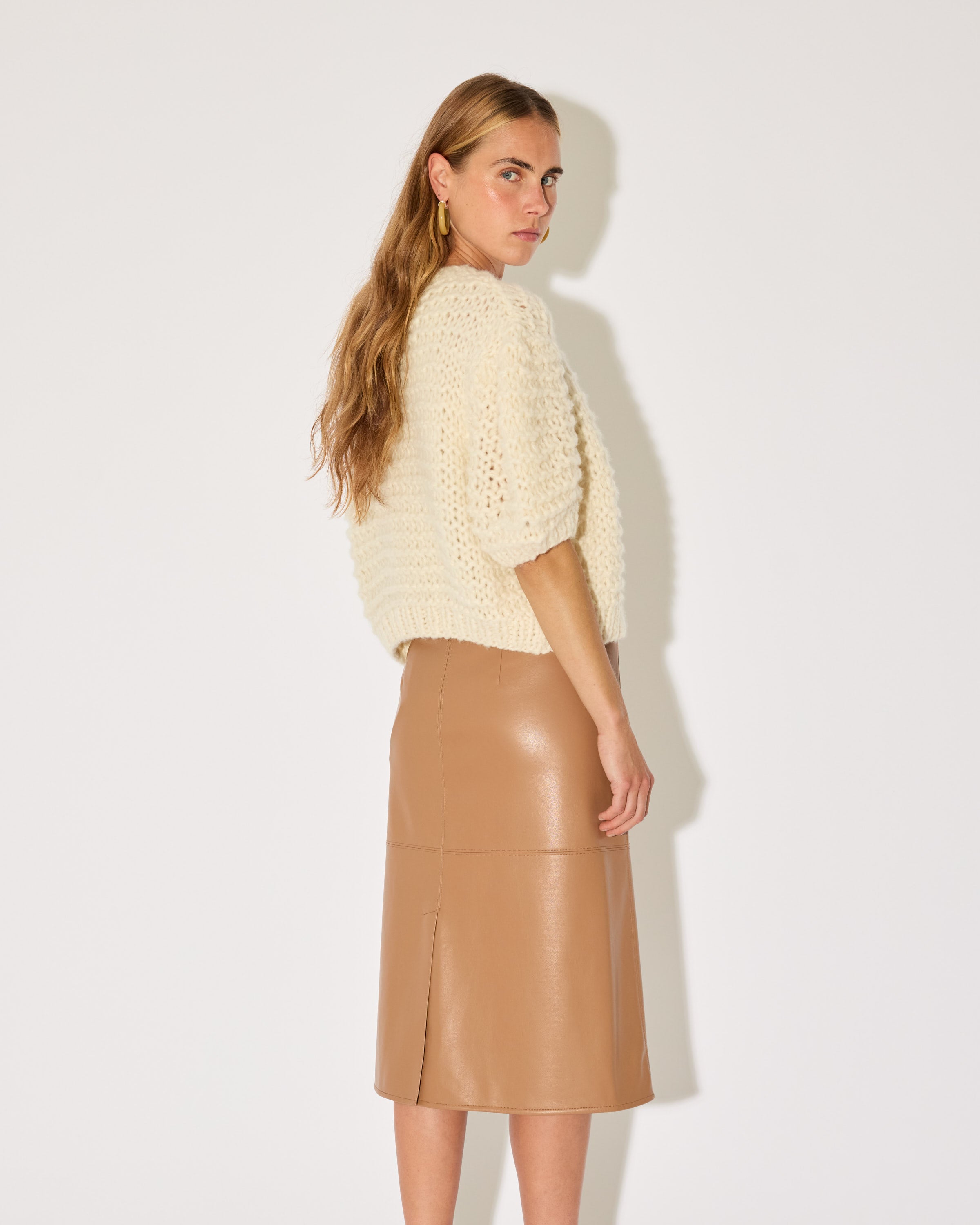 CASHMERE PUFFY SHORT SLEEVE CARDIGAN