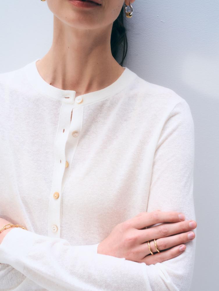 LINEN BLEND CARDIGAN white 