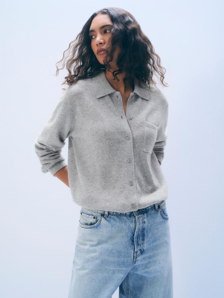 GREY HEATHER cahmere button shirt |  W & W | MARKET