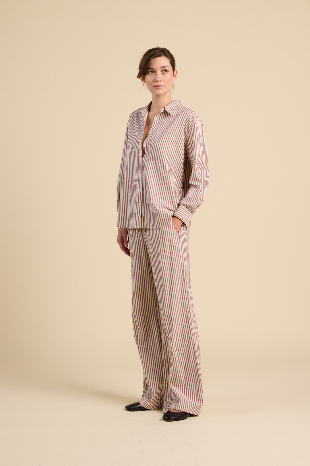 Vera Pant burgundy stripe | Trovata | MARKET