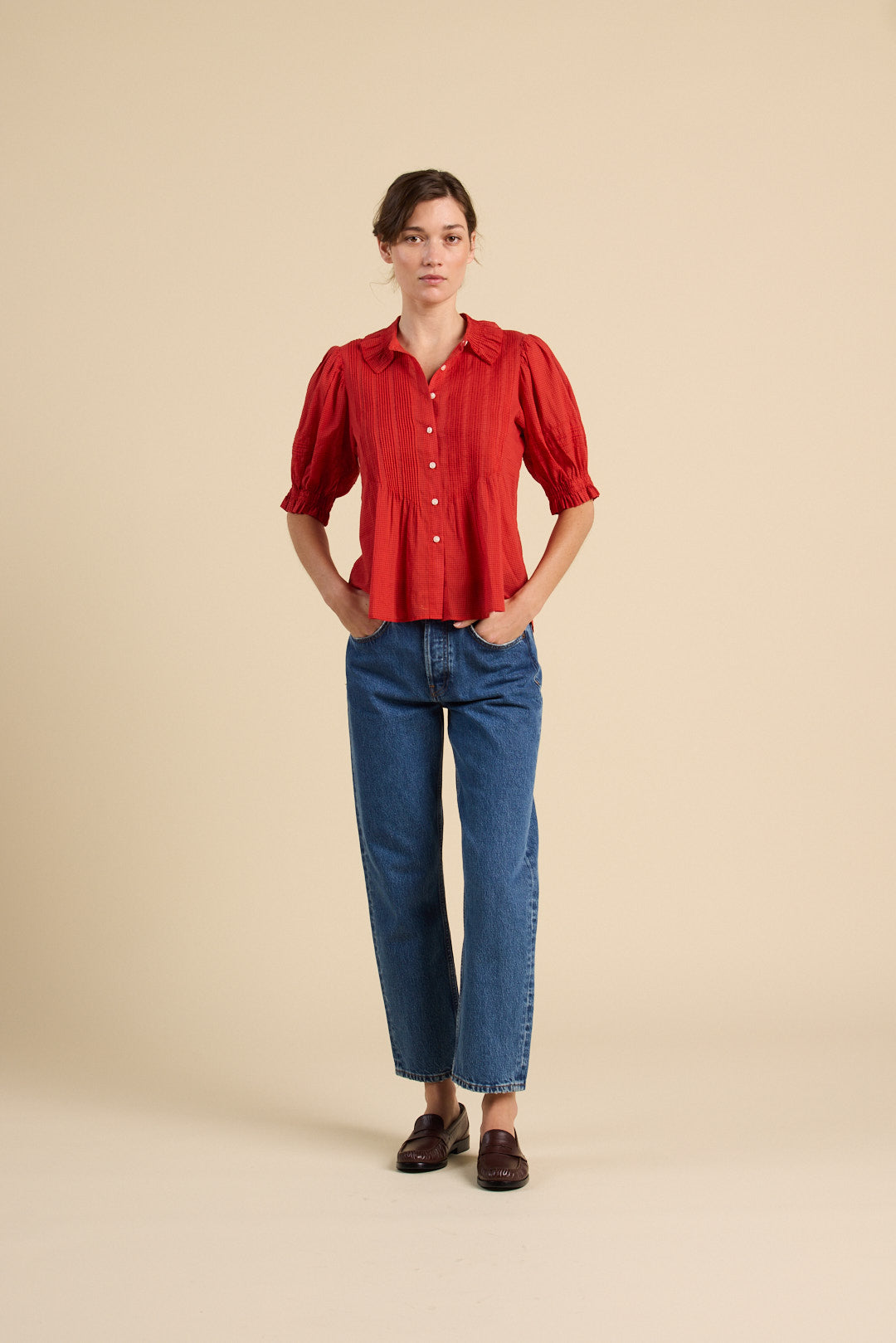 Jess Blouse crimson Check | MARKET | Trovata