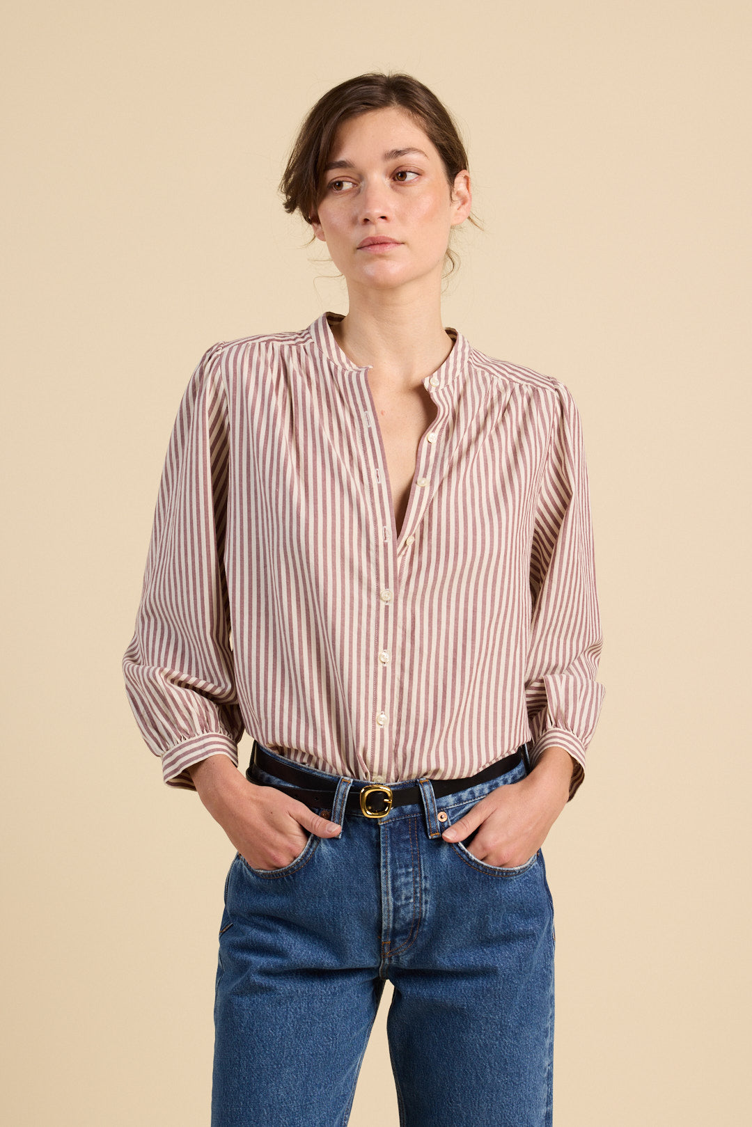 Clara blouse burgundy stripe | Trovata | MARKET