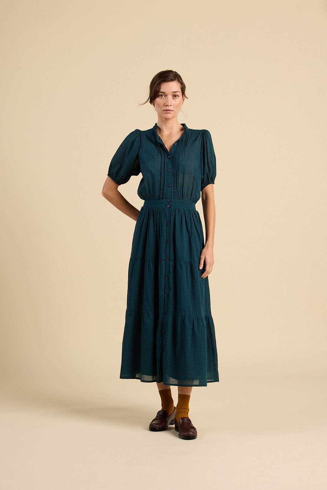 Blair dress in pine check | Trovata | MARKET
