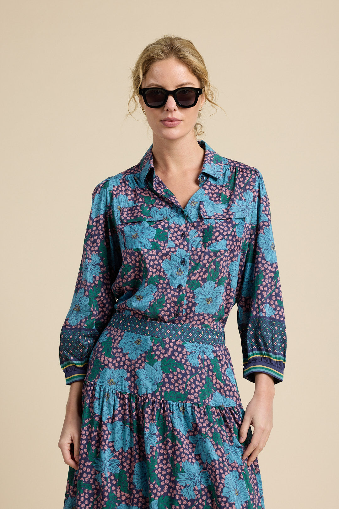 Zola Blouse Midnight Trellis | Trovata | MARKET