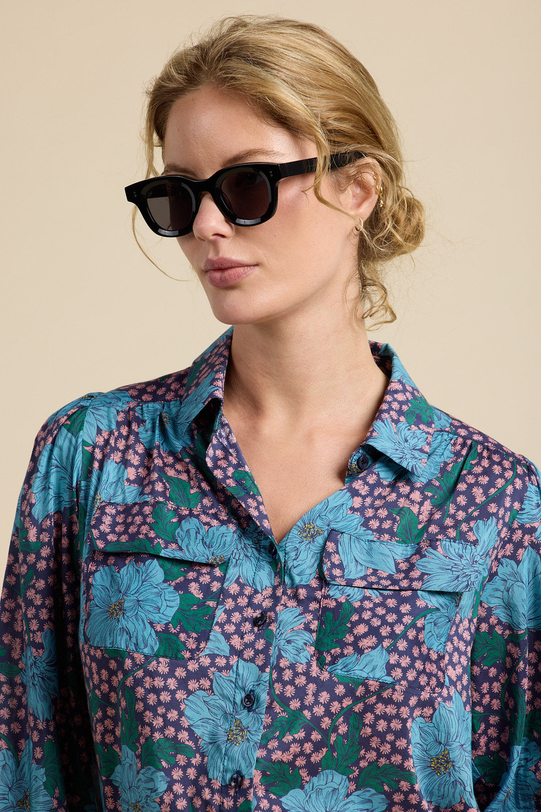 Zola Blouse Midnight Trellis | Trovata | MARKET