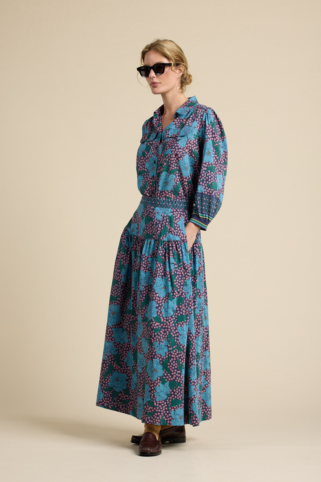 Zola Blouse Midnight Trellis | Trovata | MARKET