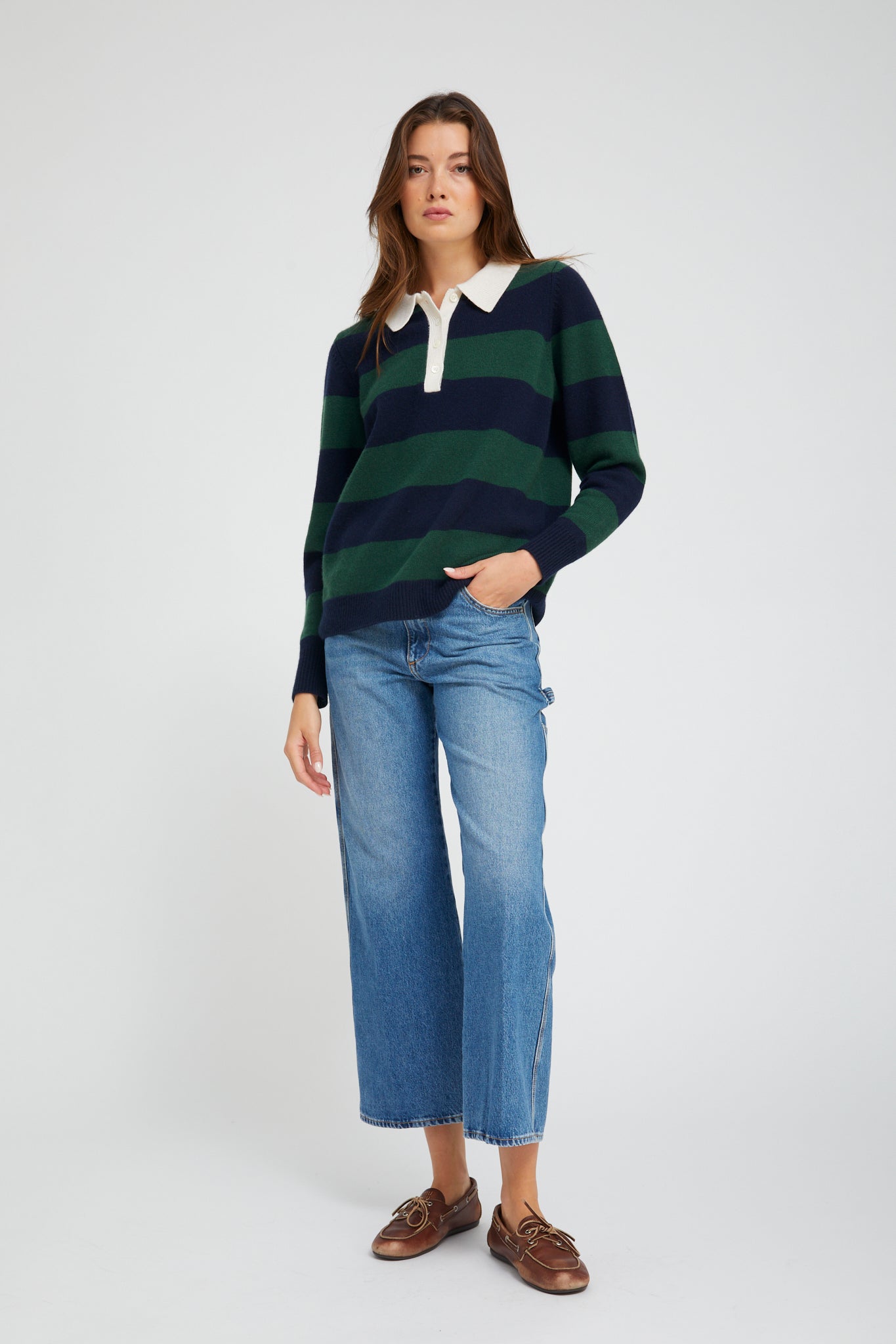 POLO SWEATER navy/green | SPRWMN | MARKET